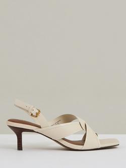 Reiss Candice Leather Twist Strap Heeled Sandals, Off White, Off White