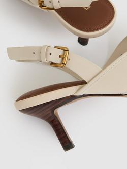 Reiss Candice Leather Twist Strap Heeled Sandals, Off White - view 2, Off White