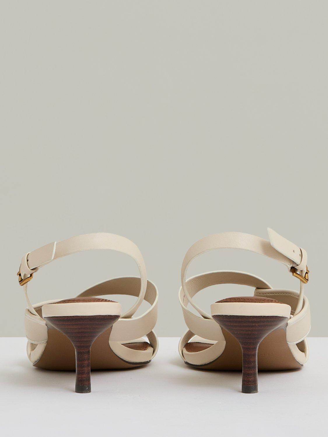 Product image 4 of 5, which shows Reiss Candice Leather Twist Strap Heeled Sandals, Off White, 3