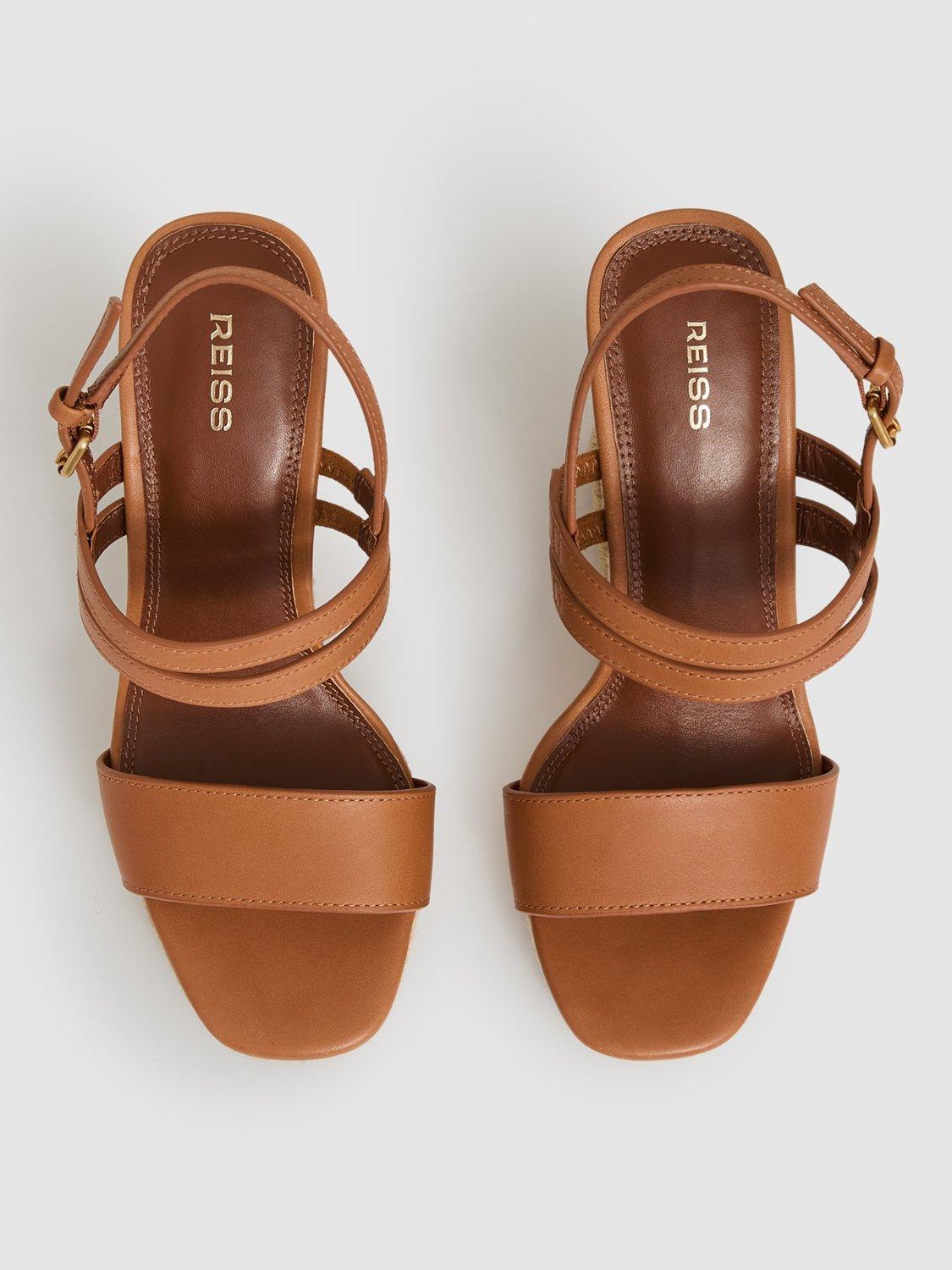 Product image 5 of 5, which shows Reiss Hailey Raffia Wedge Heel Sandals, Neutral, 6