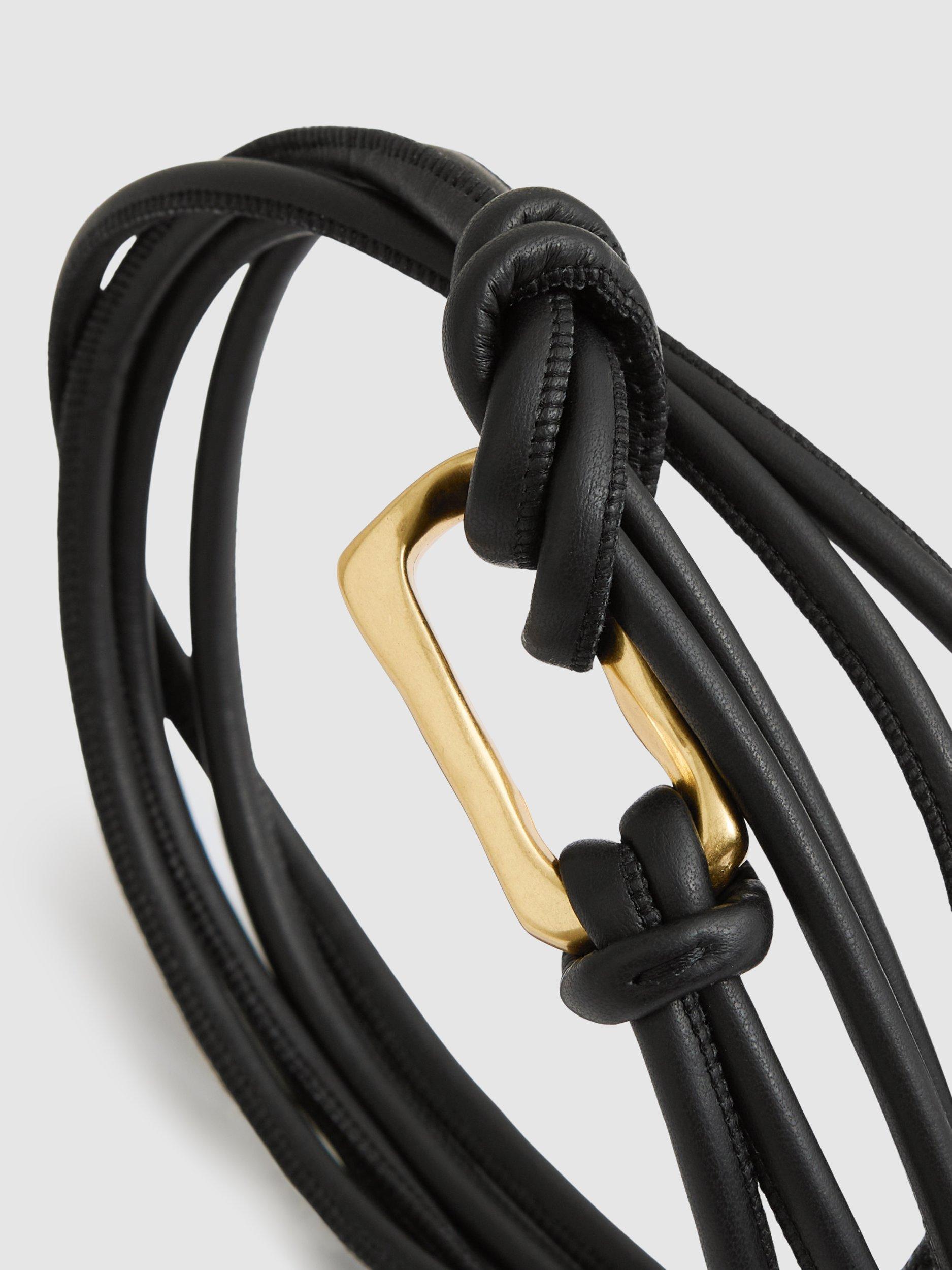 Product image 4 of 4, which shows Reiss Tara Skinny Belt, Black, S-M