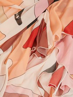 Reiss Sasha Graphic Print Ruffle Trim Maxi Dress, Cream/Red - view 2, Cream/Red