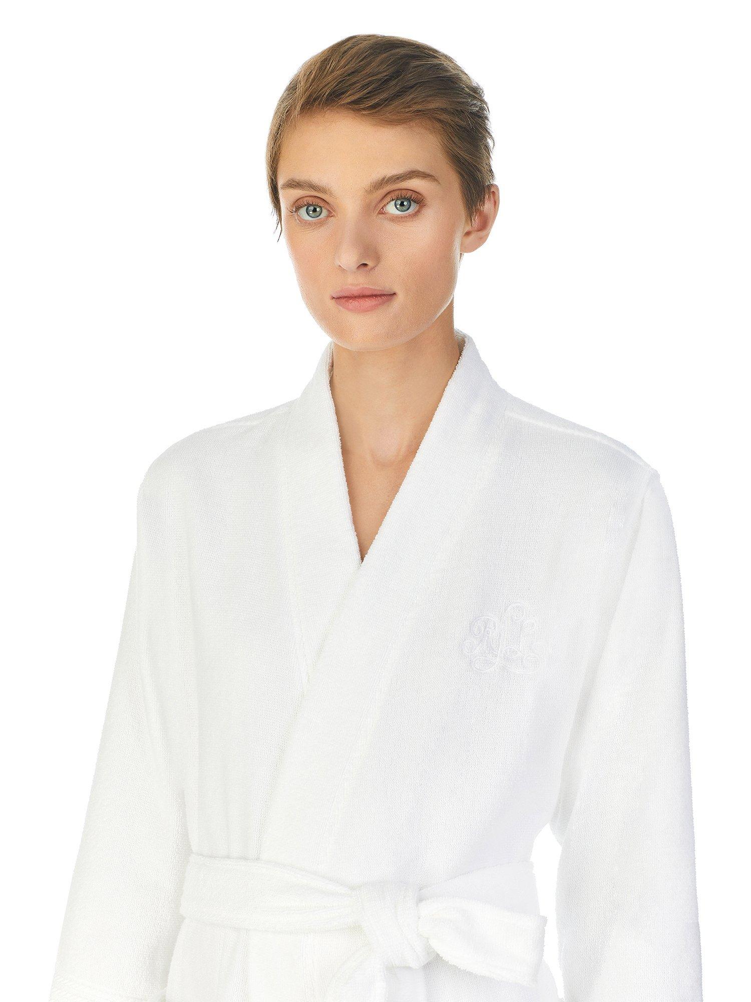 Product image 3 of 4, which shows Lauren Ralph Lauren Greenwich Towelling Robe, White, XS