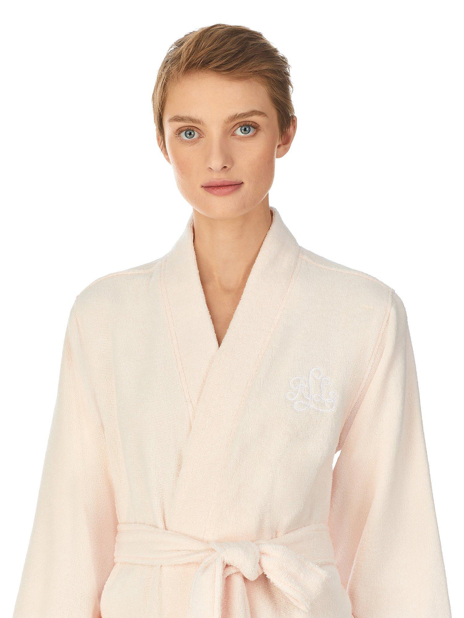 Product image 3 of 4, which shows Lauren Ralph Lauren Greenwich Towelling Robe, Pink, XS