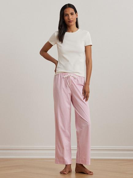 Lauren Ralph Lauren Core Stripe Cotton Pyjama Bottoms, Pink