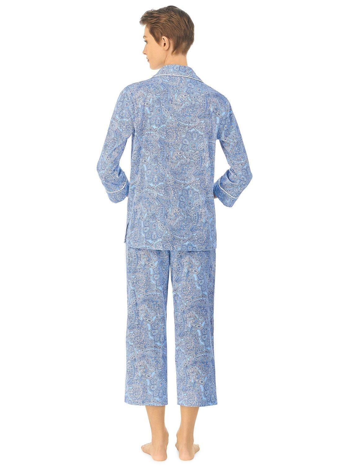 Product image 2 of 3, which shows Lauren Ralph Lauren Paisley Capri Pyjama Set, Blue/Multi, XS