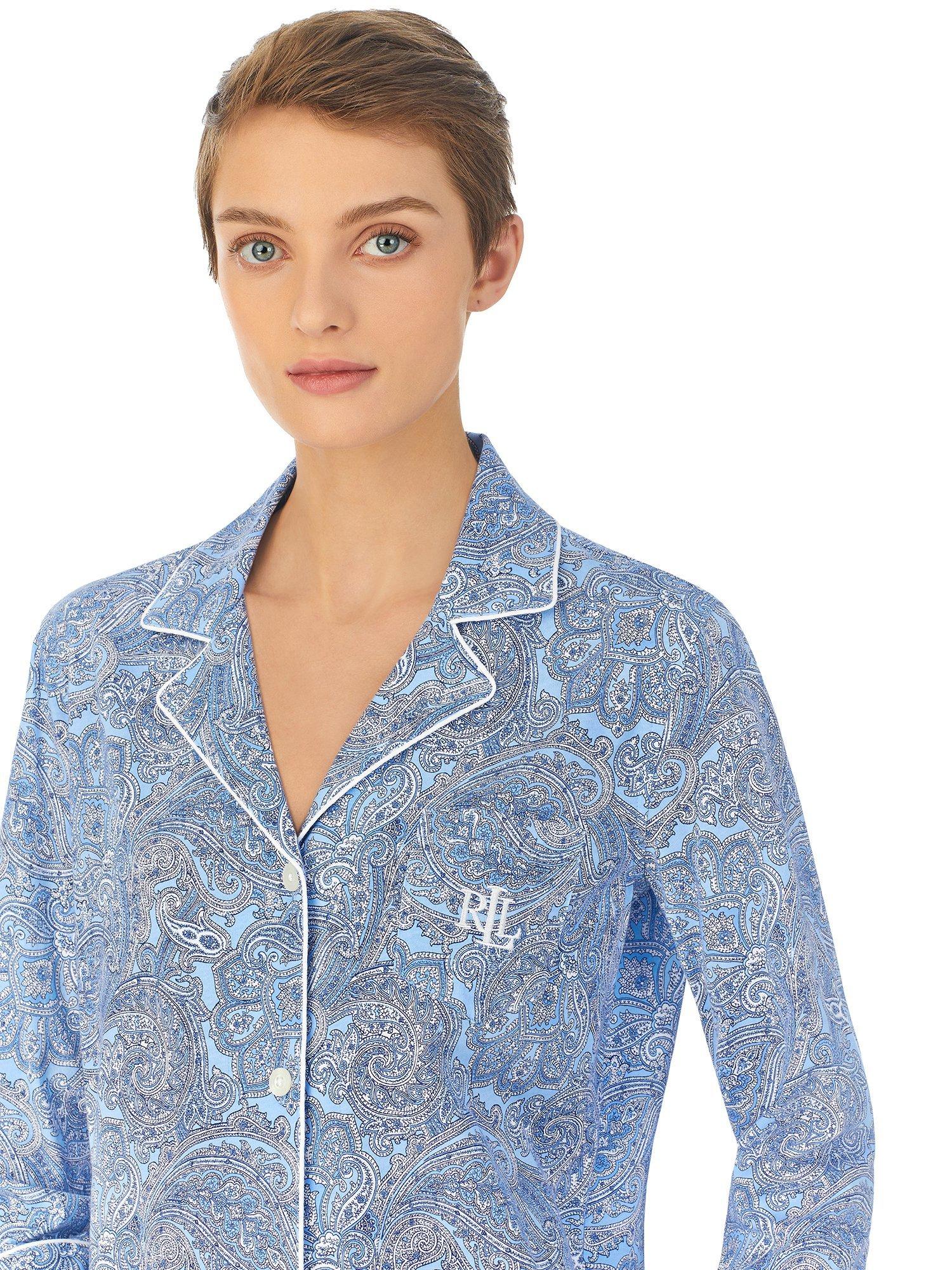 Product image 3 of 3, which shows Lauren Ralph Lauren Paisley Capri Pyjama Set, Blue/Multi, XS
