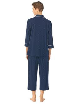 Lauren Ralph Lauren Capri Spot Pyjama Set, Navy/Multi - view 2, Navy/Multi