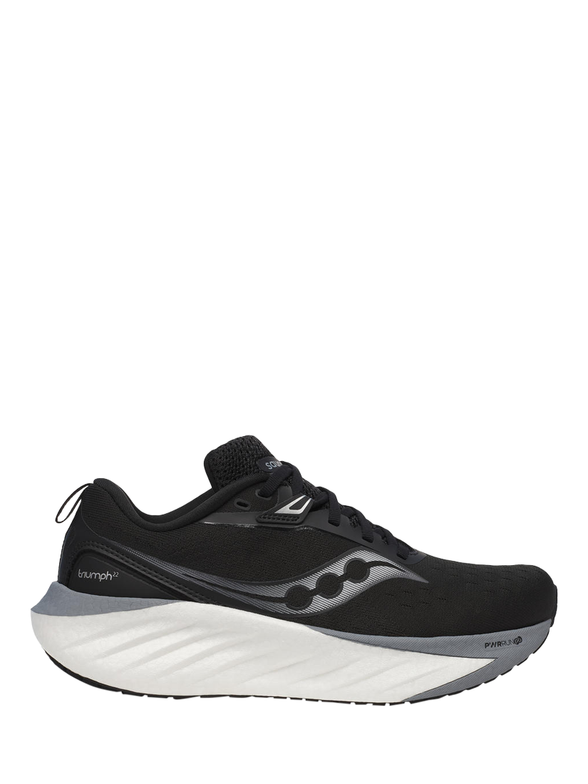 Product image 1 of 6, which shows Saucony Triumph 22 Running Shoes, Black/White, 5
