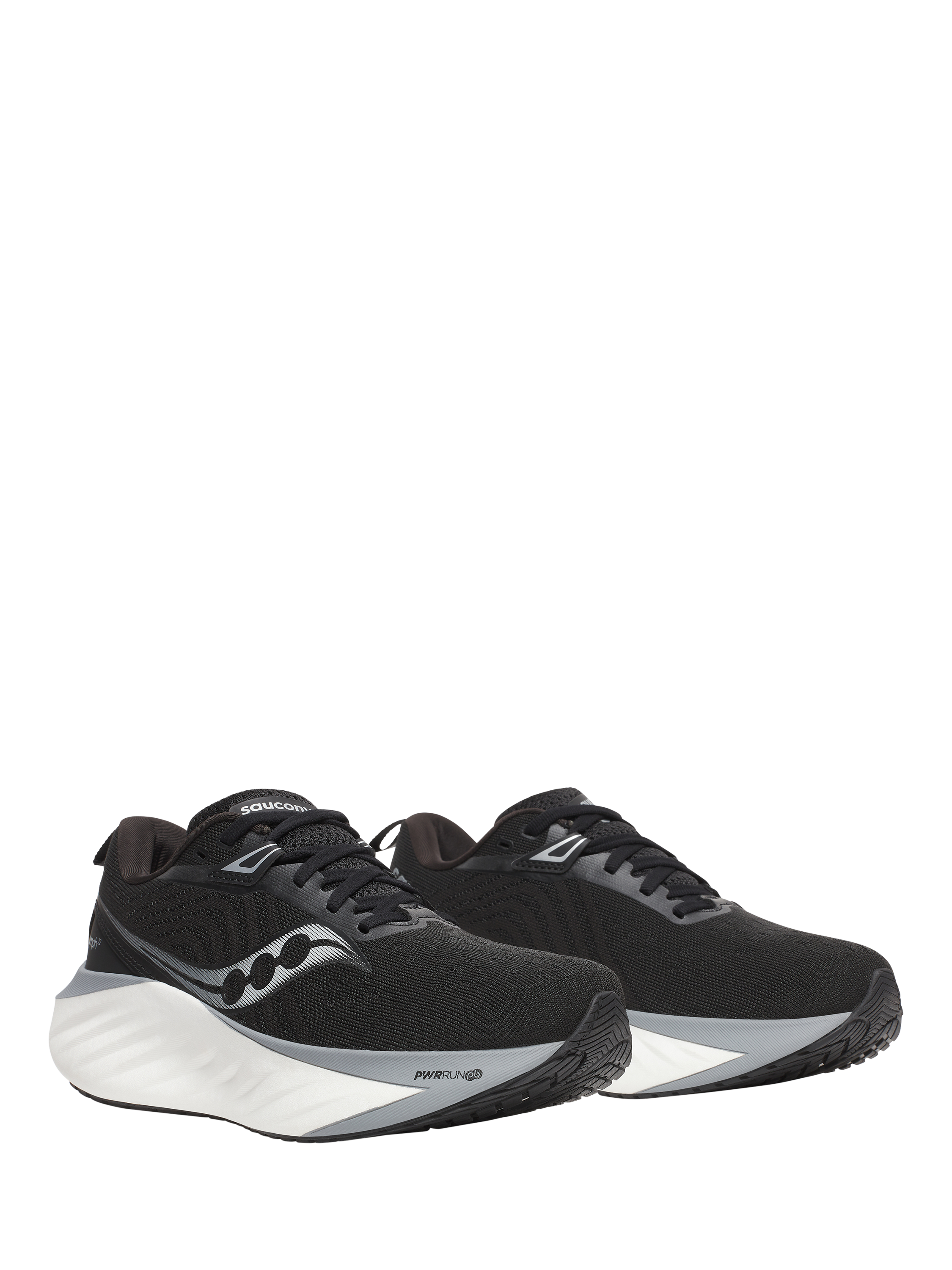 Product image 2 of 6, which shows Saucony Triumph 22 Running Shoes, Black/White, 5