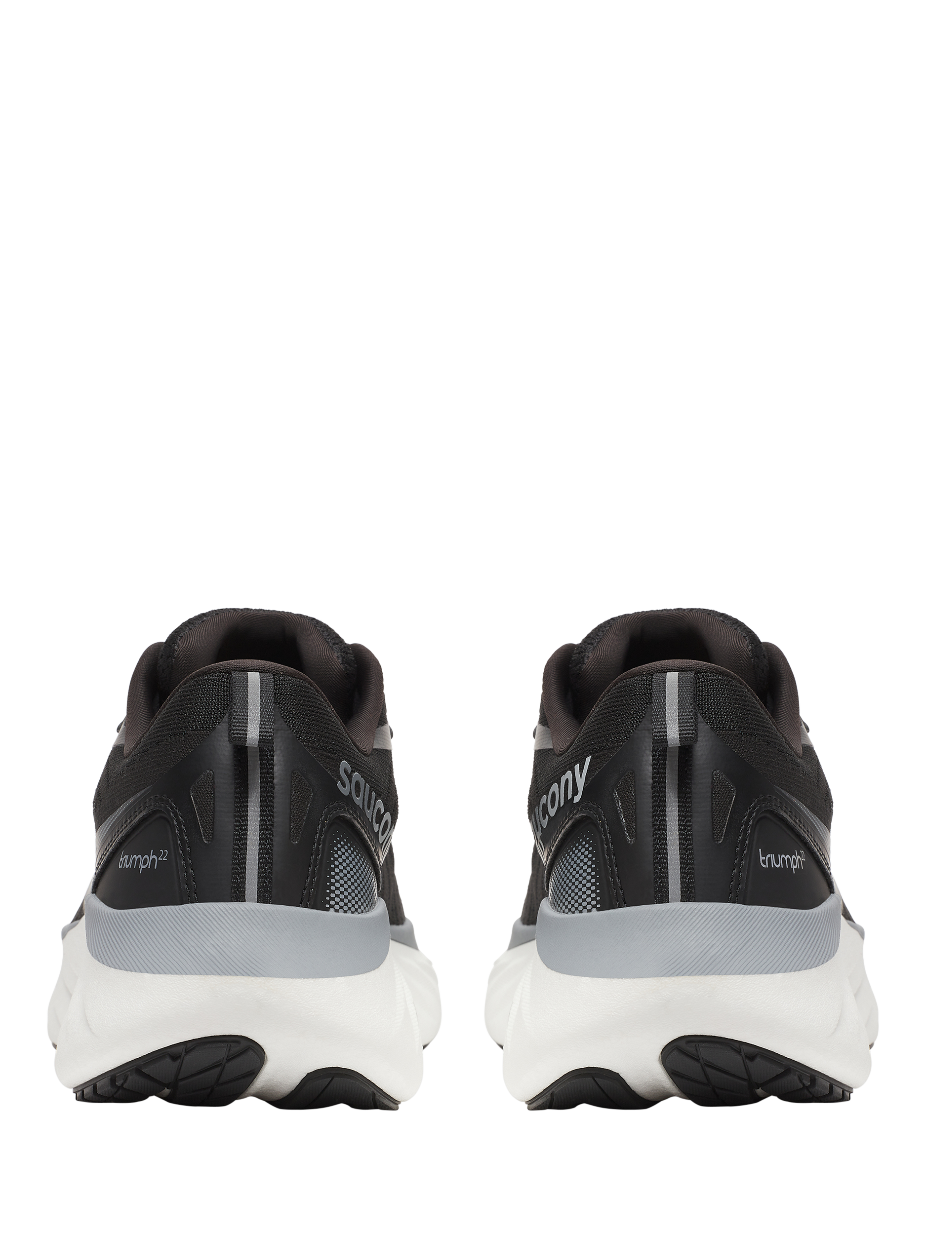 Product image 4 of 6, which shows Saucony Triumph 22 Running Shoes, Black/White, 5