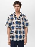 Mango Begur Geometric Print Shirt, White
