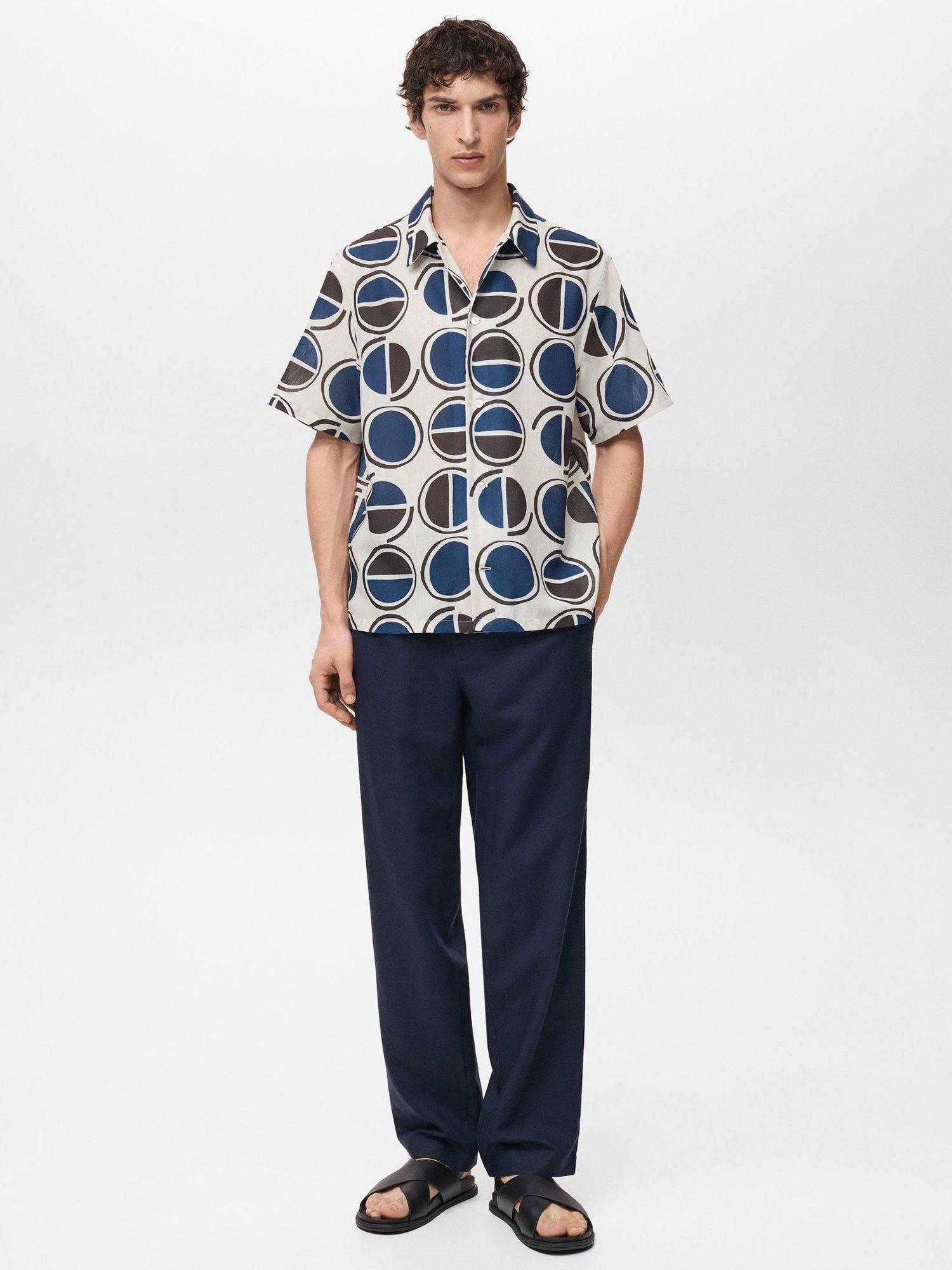 Product image 2 of 8, which shows Mango Begur Geometric Print Shirt, White, S