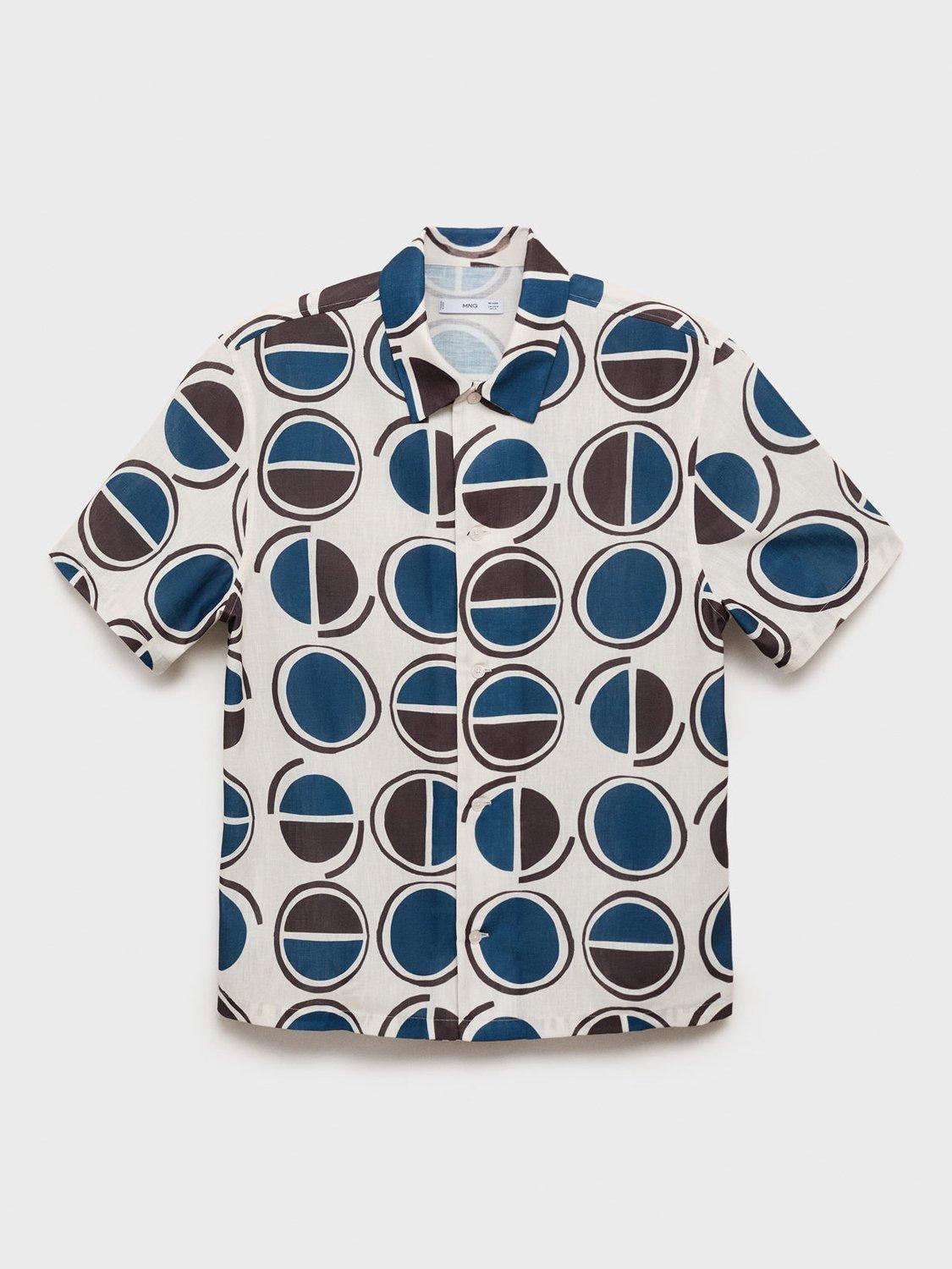 Product image 3 of 8, which shows Mango Begur Geometric Print Shirt, White, S