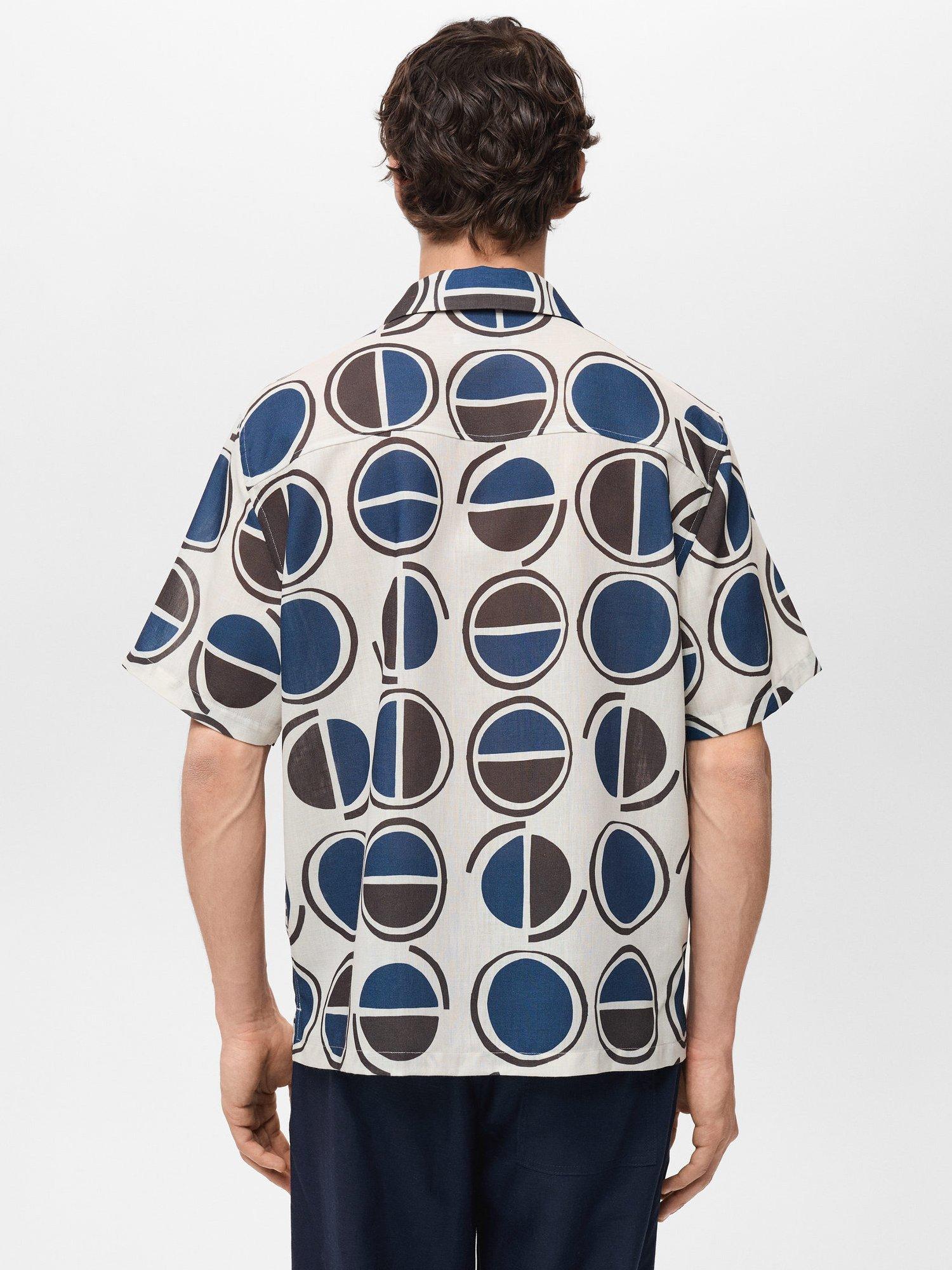 Product image 4 of 8, which shows Mango Begur Geometric Print Shirt, White, S