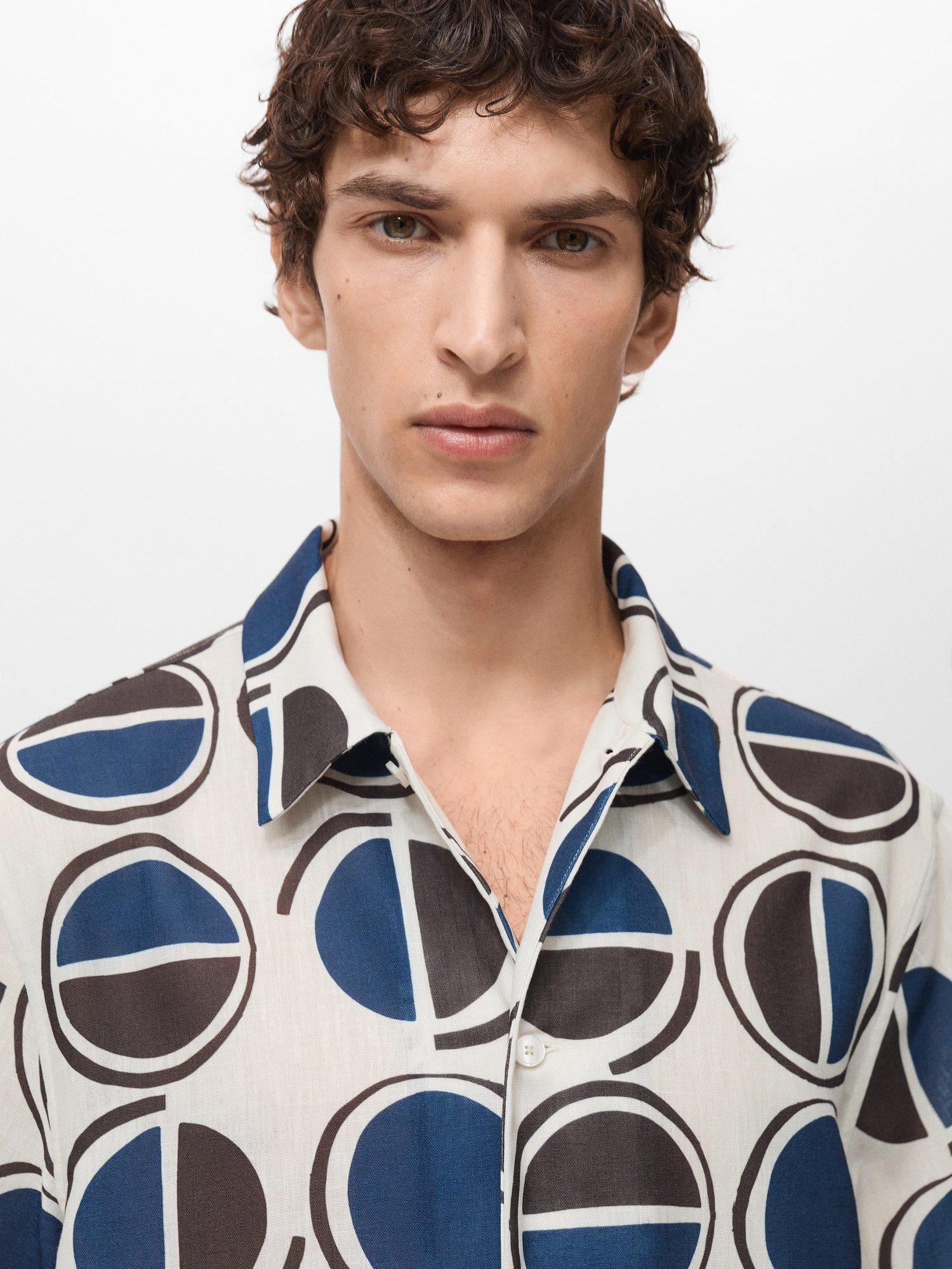 Product image 6 of 8, which shows Mango Begur Geometric Print Shirt, White, S