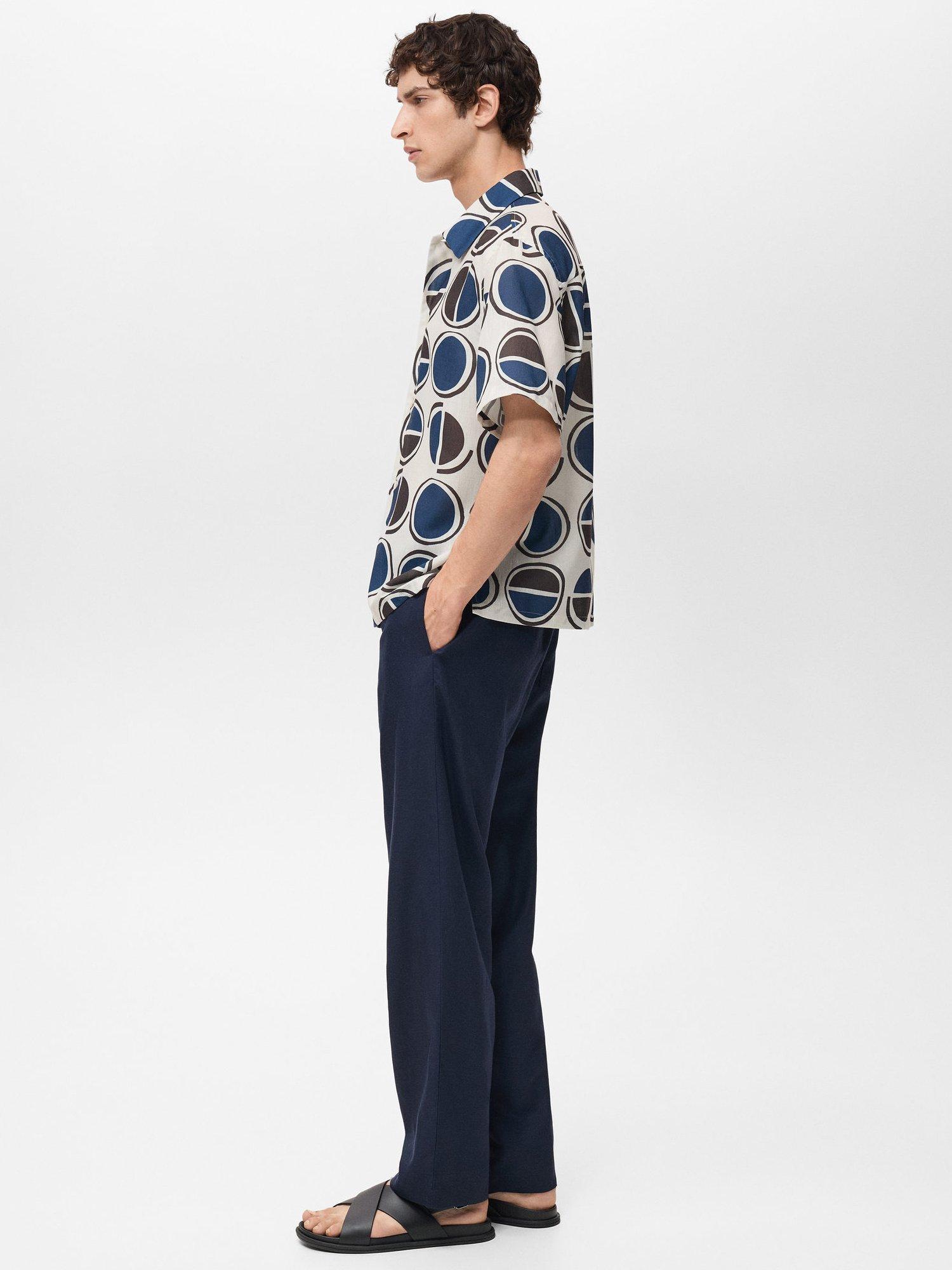 Product image 7 of 8, which shows Mango Begur Geometric Print Shirt, White, S