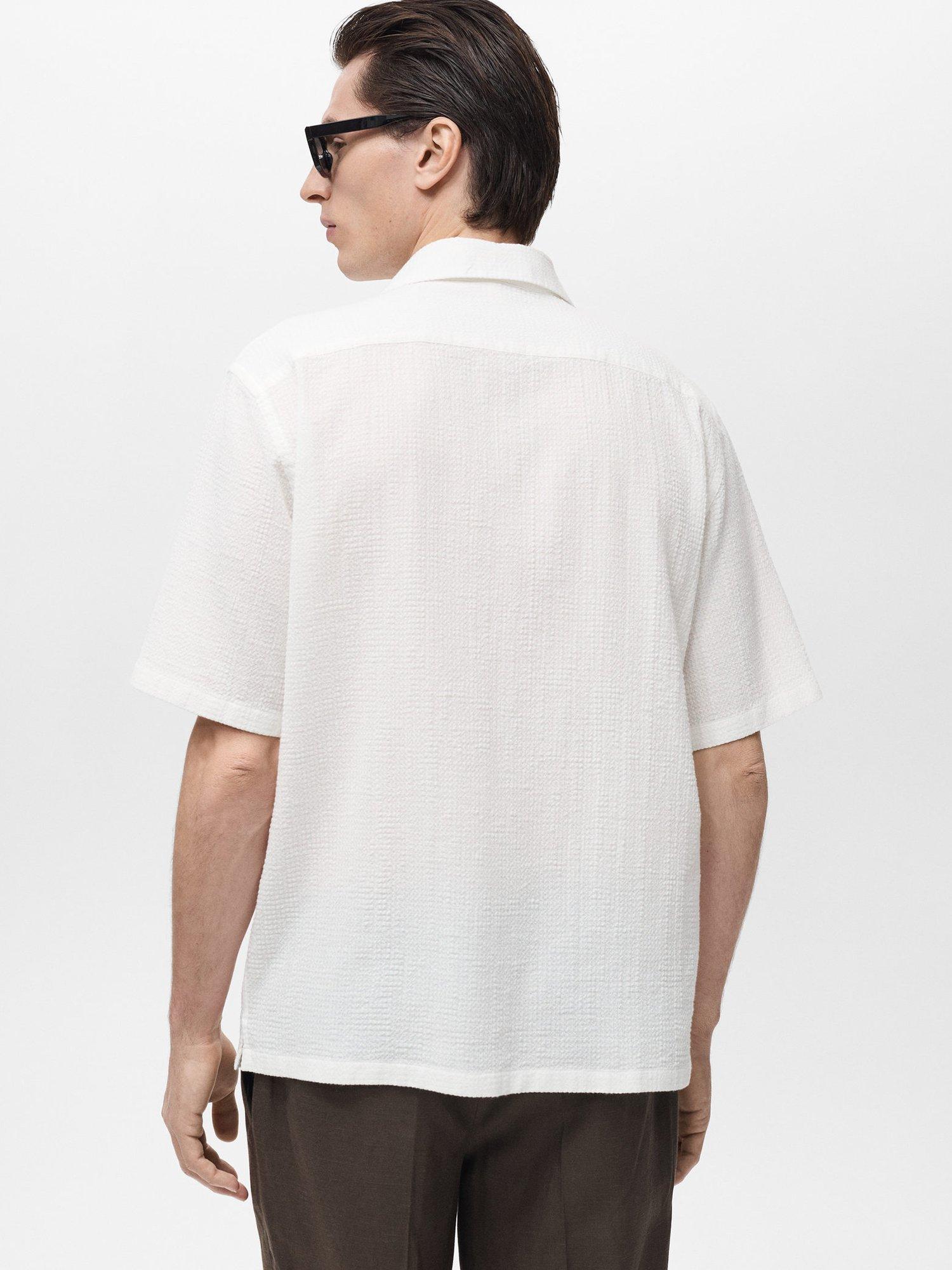 Product image 4 of 8, which shows Mango Deia Textured Cotton Shirt, White, XS