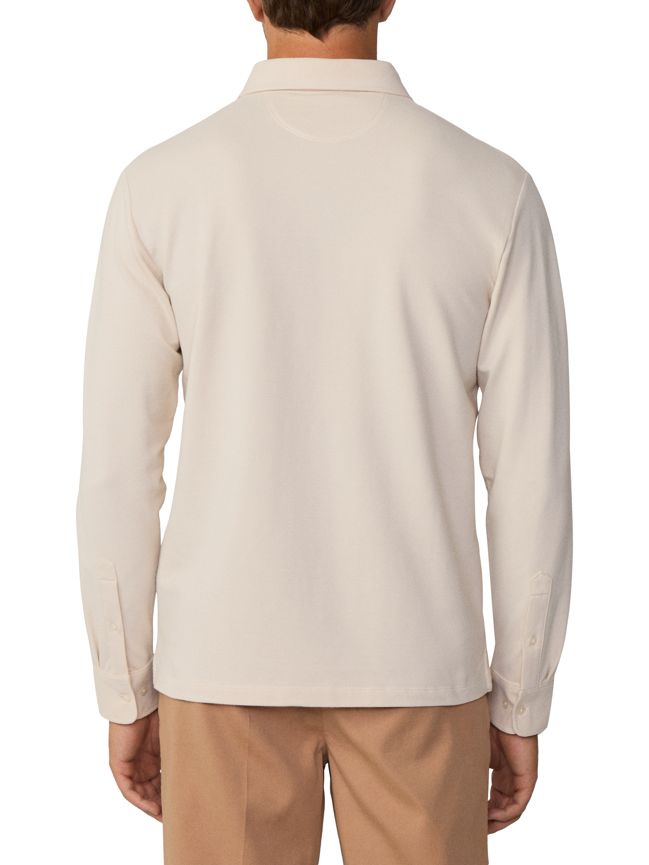 Product image 3 of 7, which shows Hackett London Cotton Long Sleeve Polo Shirt, Off White, XXXL