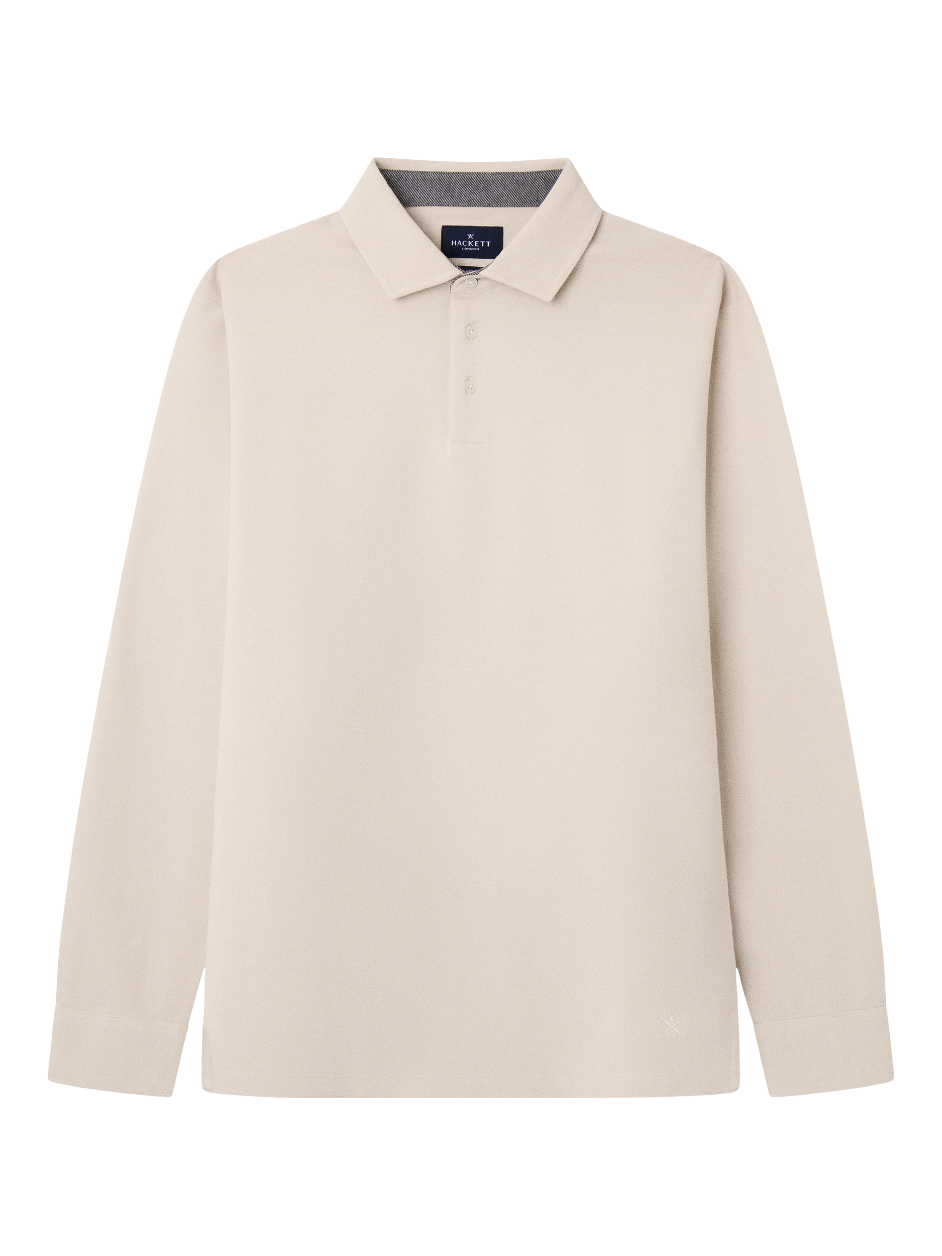 Product image 6 of 7, which shows Hackett London Cotton Long Sleeve Polo Shirt, Off White, XXXL