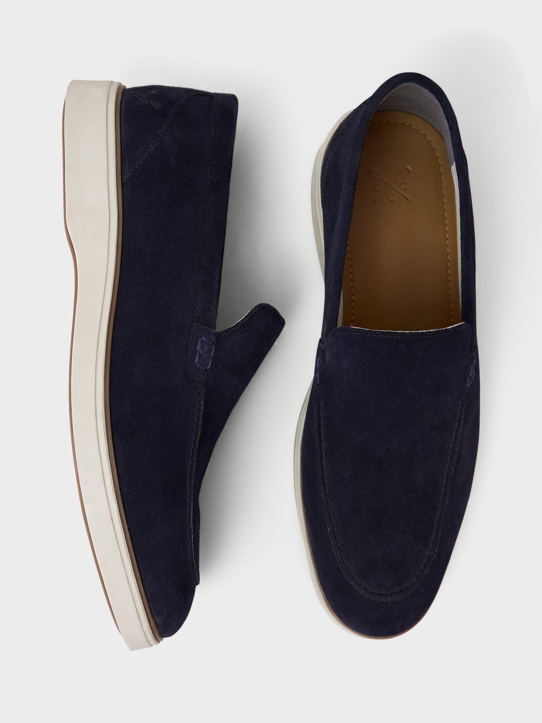 Product image 3 of 11, which shows Crew Clothing Suede Blend Loafers, Navy Blue, 7