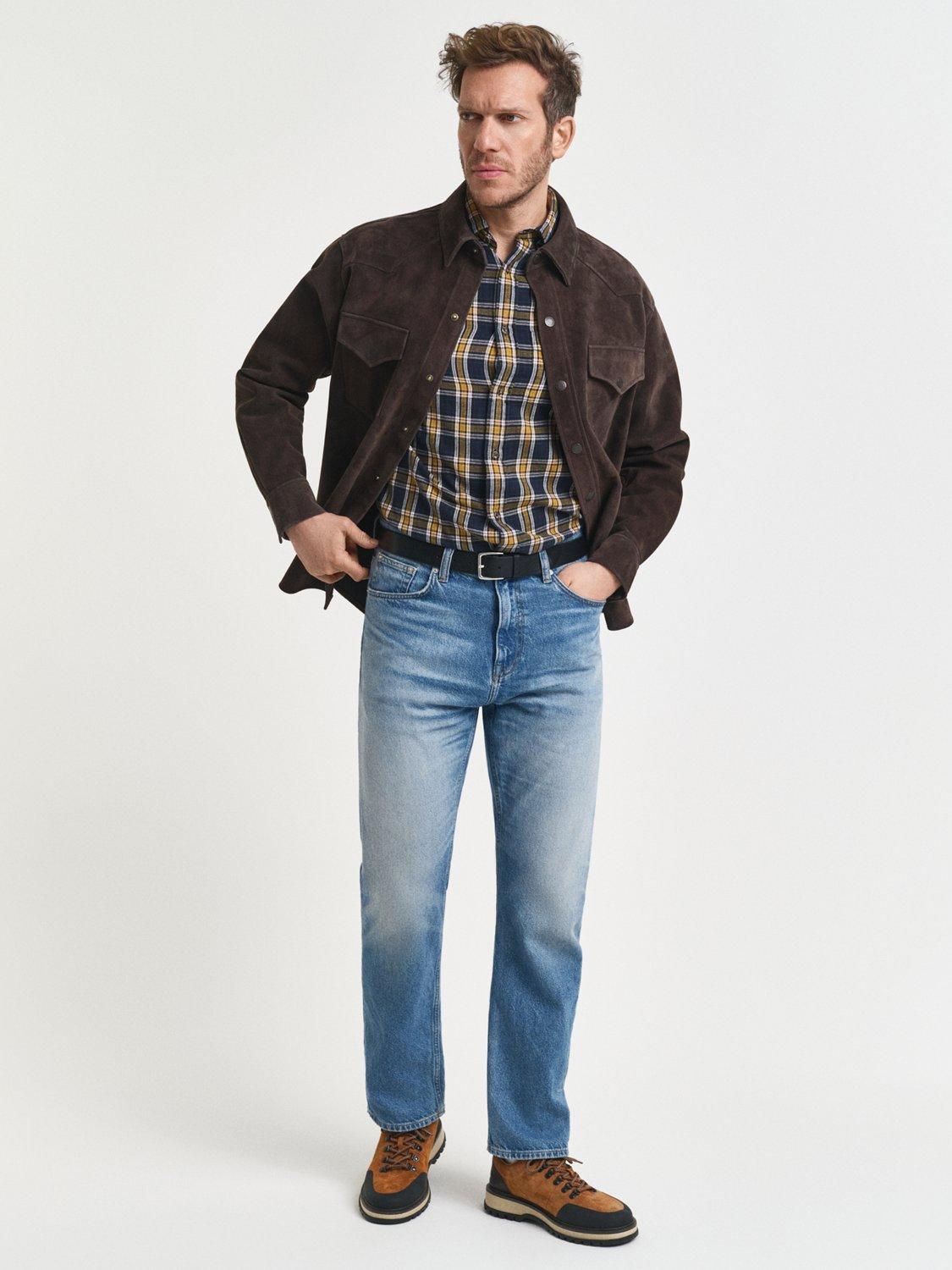 Product image 4 of 5, which shows GANT Cotton Regular Fit Flannel Check Shirt, Evening Blue, XL