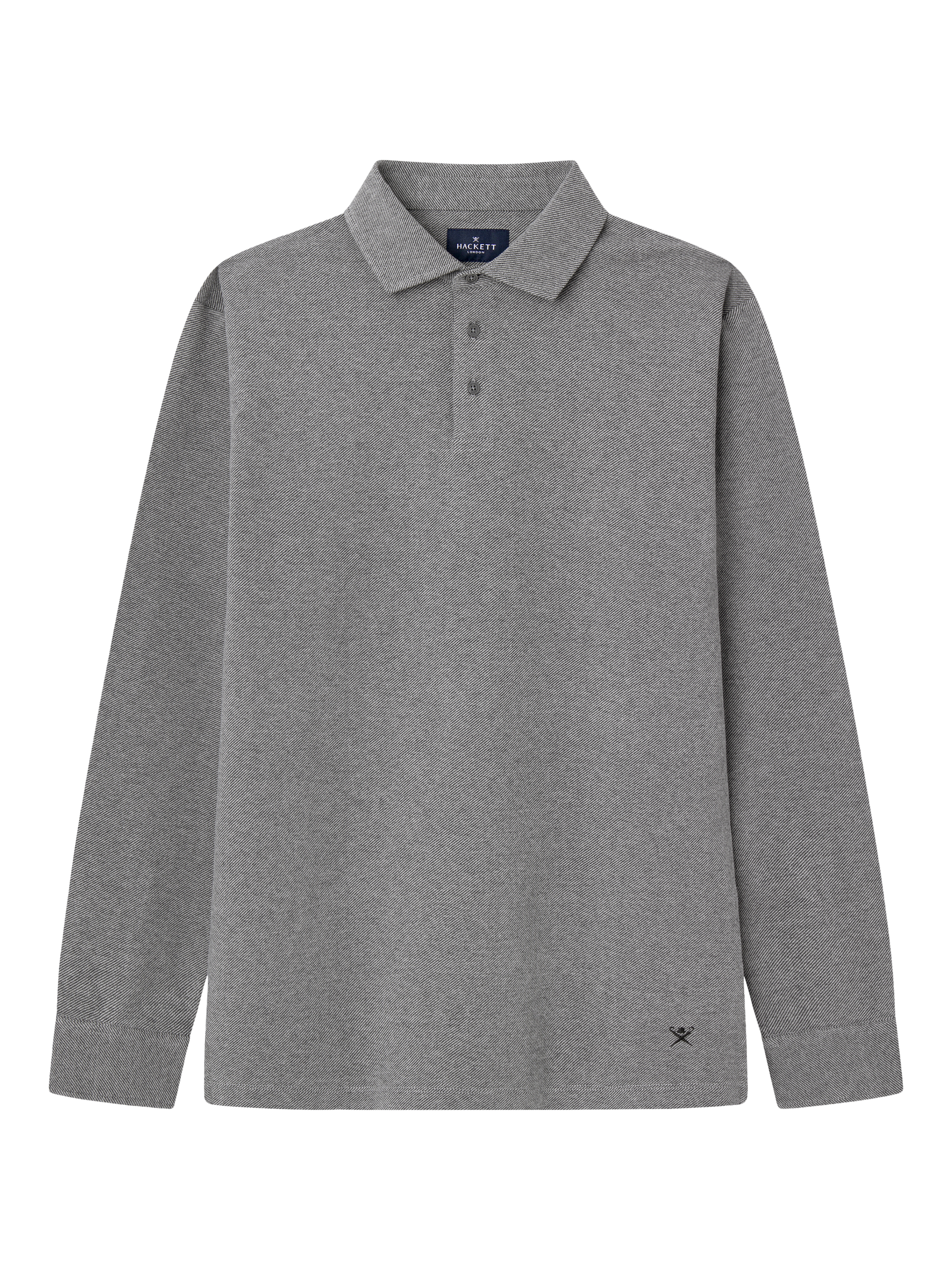 Product image 5 of 6, which shows Hackett London Cotton Blend Regular Fit Long Sleeve Polo Shirt, Granite Grey, XXXL