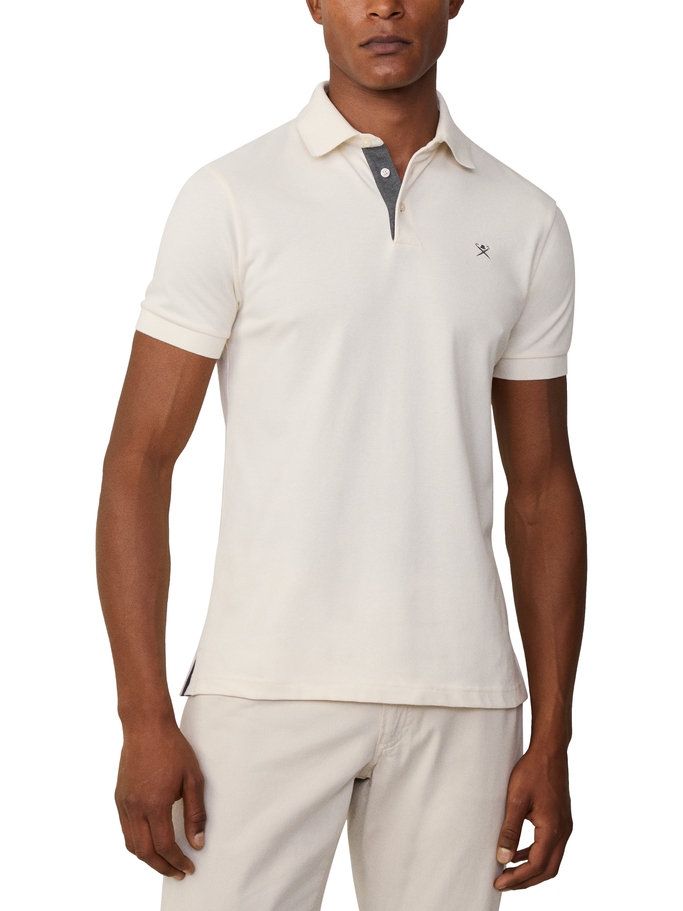 Product image 2 of 6, which shows Hackett London Cotton Blend Regular Fit Short Sleeve Polo Shirt, Off White, XXXL