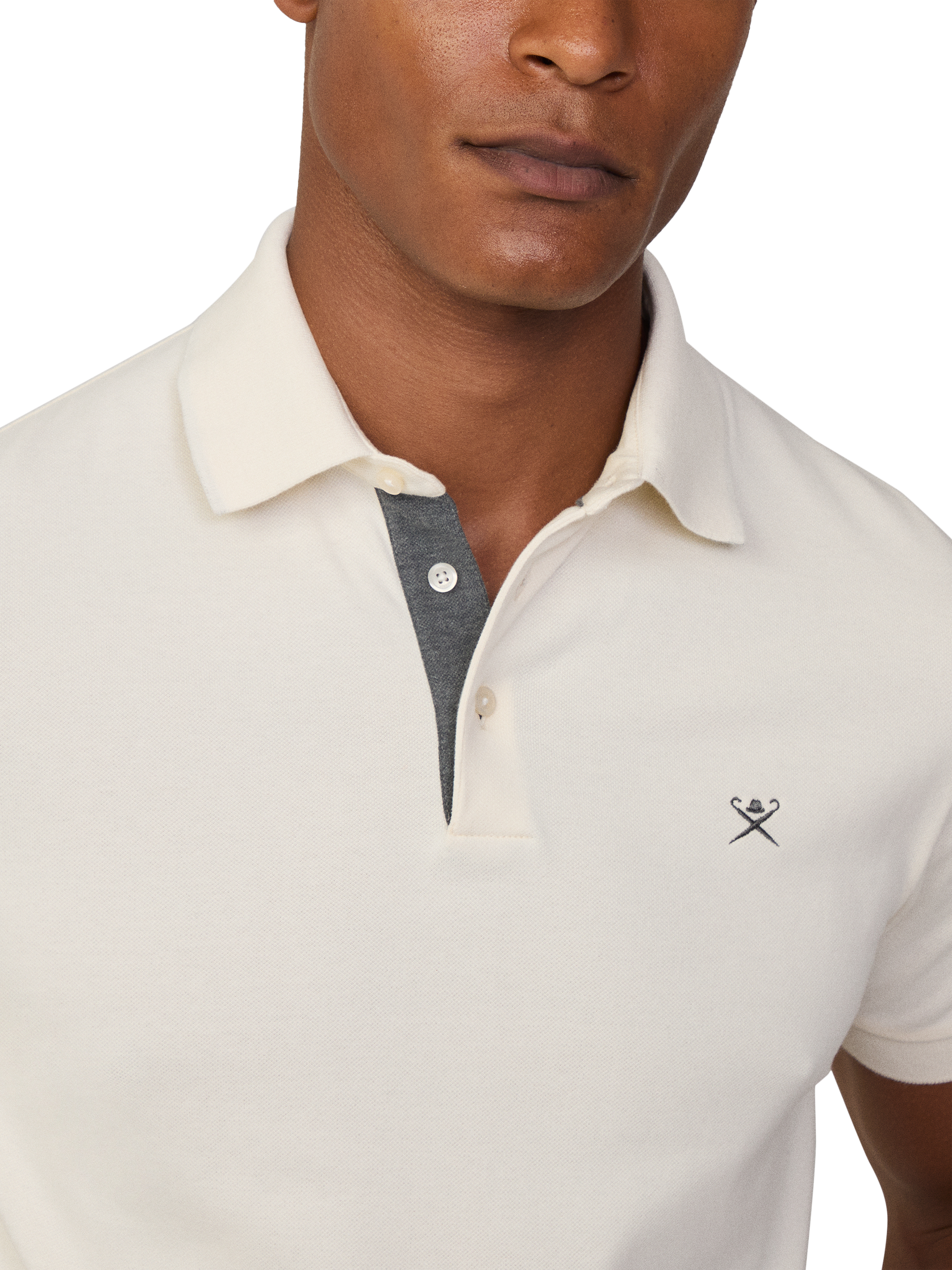 Product image 4 of 6, which shows Hackett London Cotton Blend Regular Fit Short Sleeve Polo Shirt, Off White, XXXL