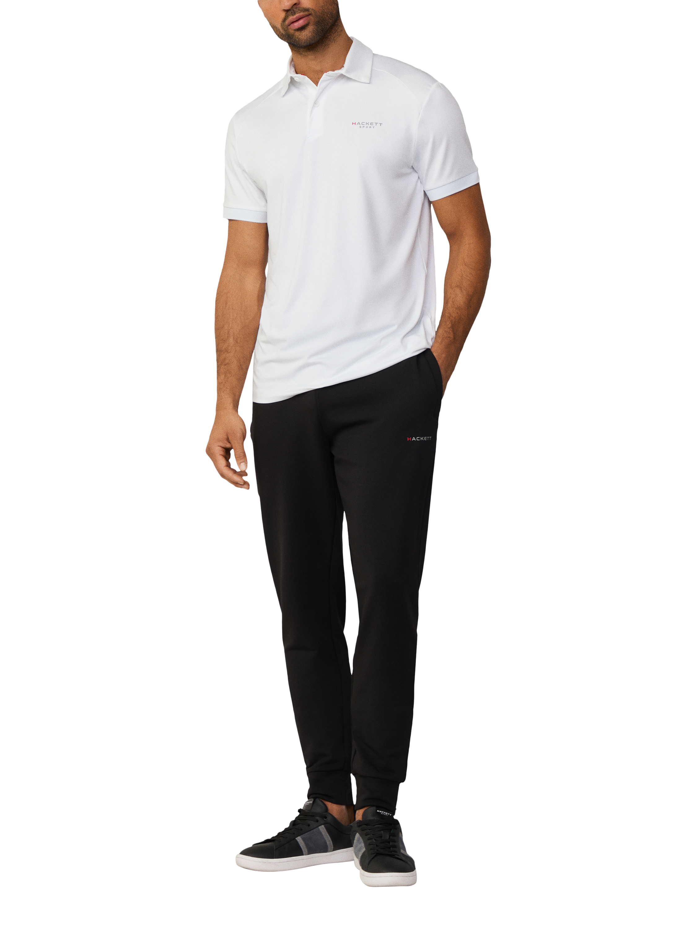 Product image 1 of 6, which shows Hackett London Regular Fit Short Sleeve Sports Polo Shirt, White, XXL