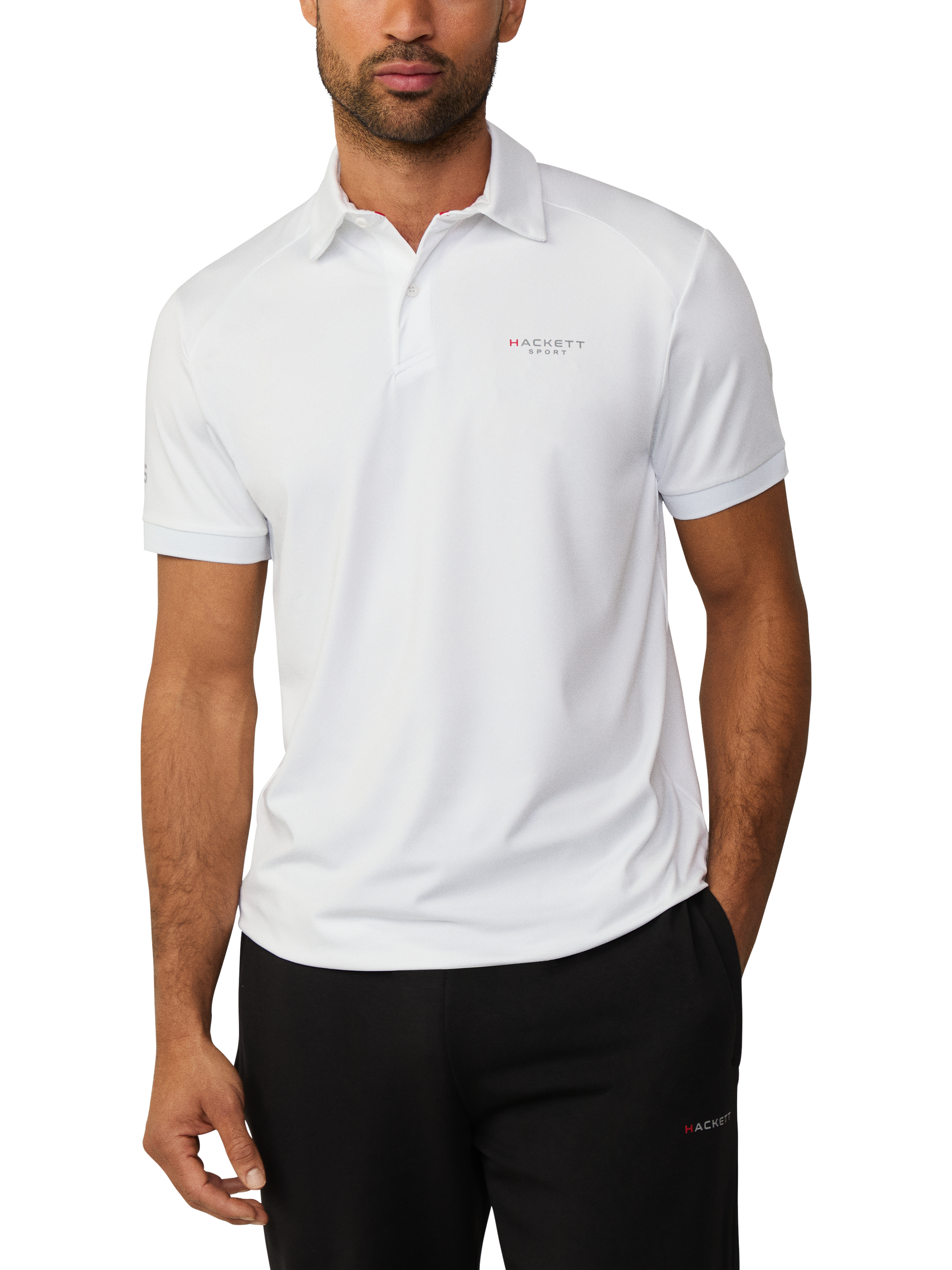 Product image 2 of 6, which shows Hackett London Regular Fit Short Sleeve Sports Polo Shirt, White, XXL