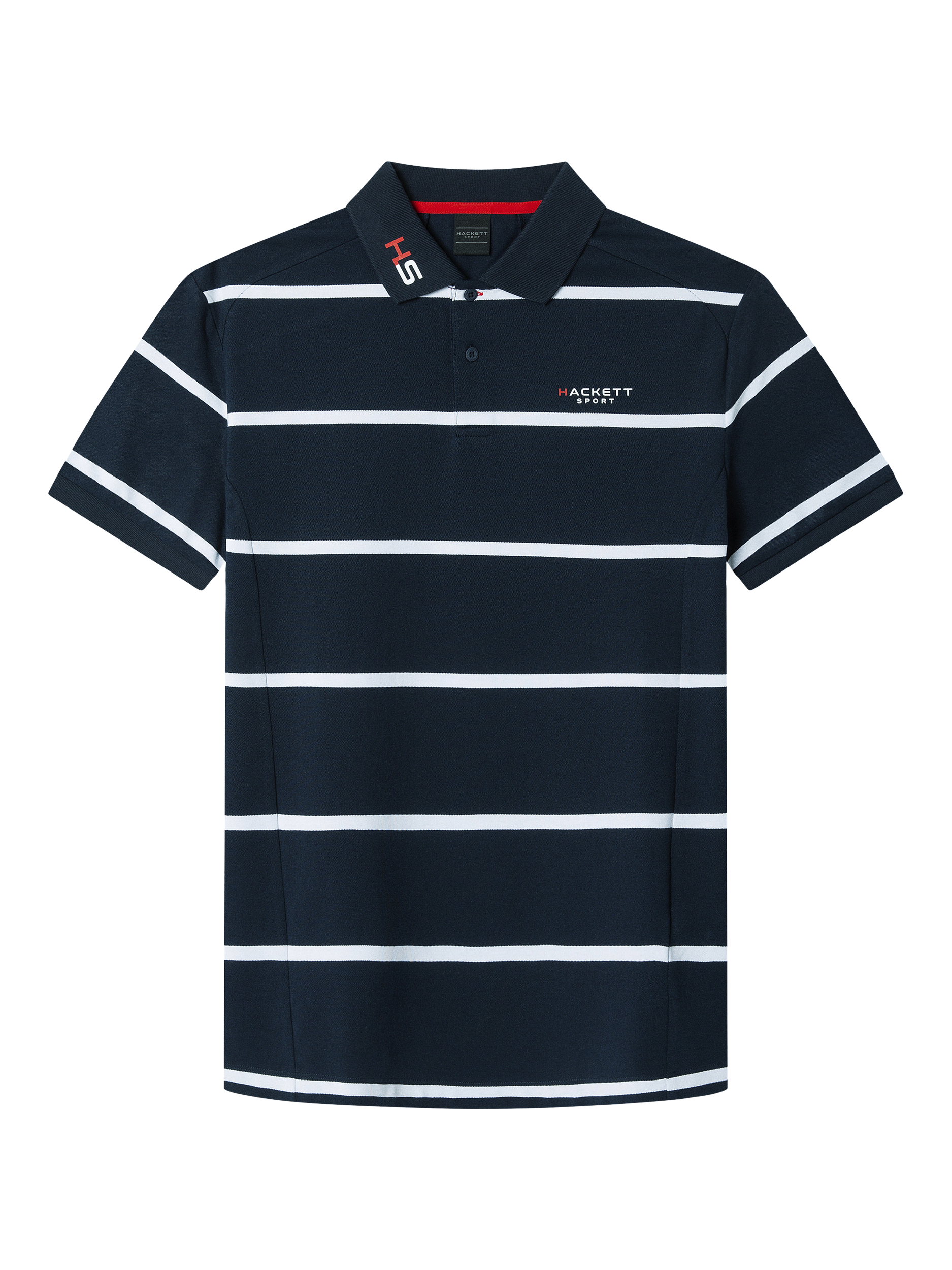 Product image 5 of 6, which shows Hackett London Cotton Blend Regular Fit Sports Polo Shirt, Navy/White, XXL