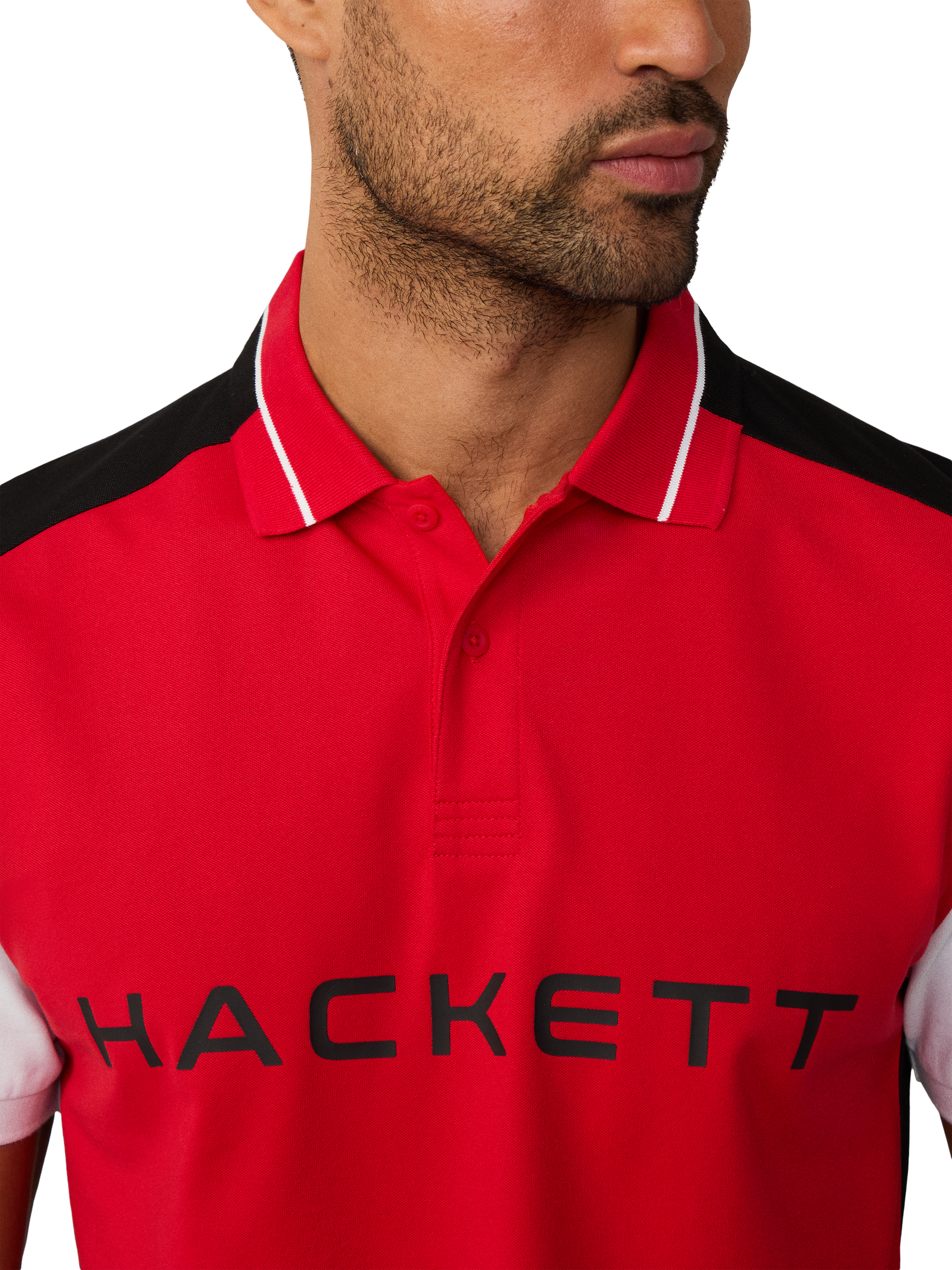 Product image 4 of 6, which shows Hackett London Sport Cotton Blend Regular Fit Short Sleeve Polo Shirt, Race Red, XS