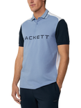 Hackett London Cotton Blend Regular Fit Sports Polo Shirt, Chambray Blue, Chambray Blue