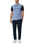 Hackett London Cotton Blend Regular Fit Sports Polo Shirt, Chambray Blue, Chambray Blue