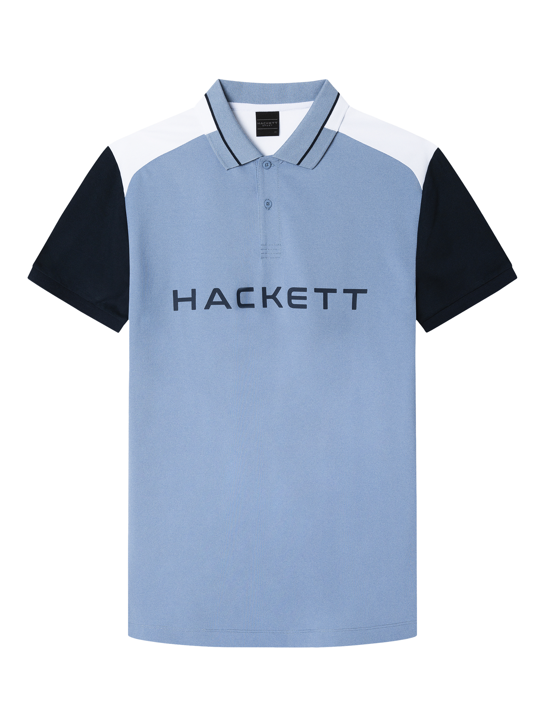 Product image 5 of 6, which shows Hackett London Cotton Blend Regular Fit Sports Polo Shirt, Chambray Blue, XXXL