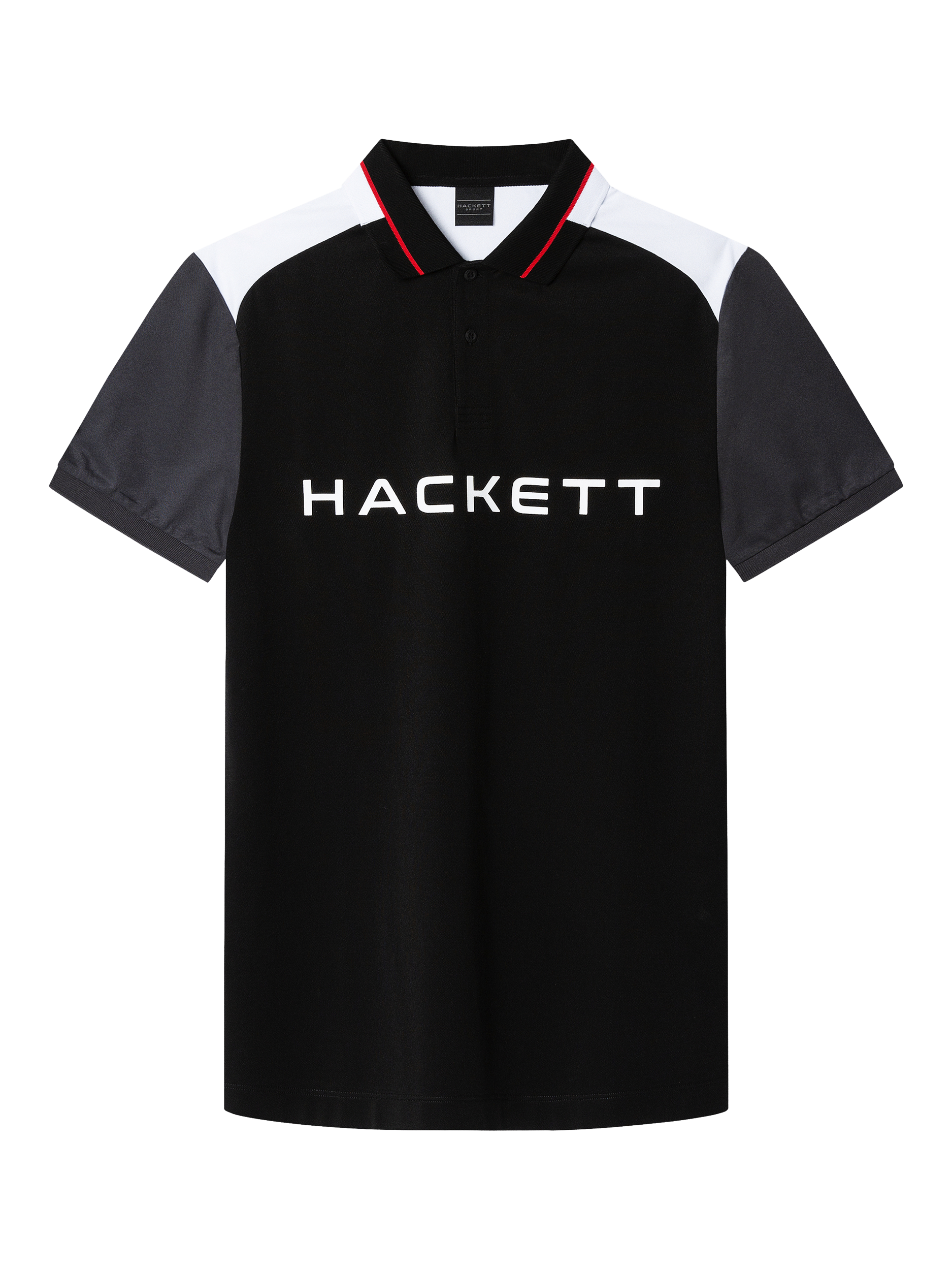 Product image 5 of 6, which shows Hackett London Sport Cotton Blend Regular Fit Short Sleeve Polo Shirt, Black, XS
