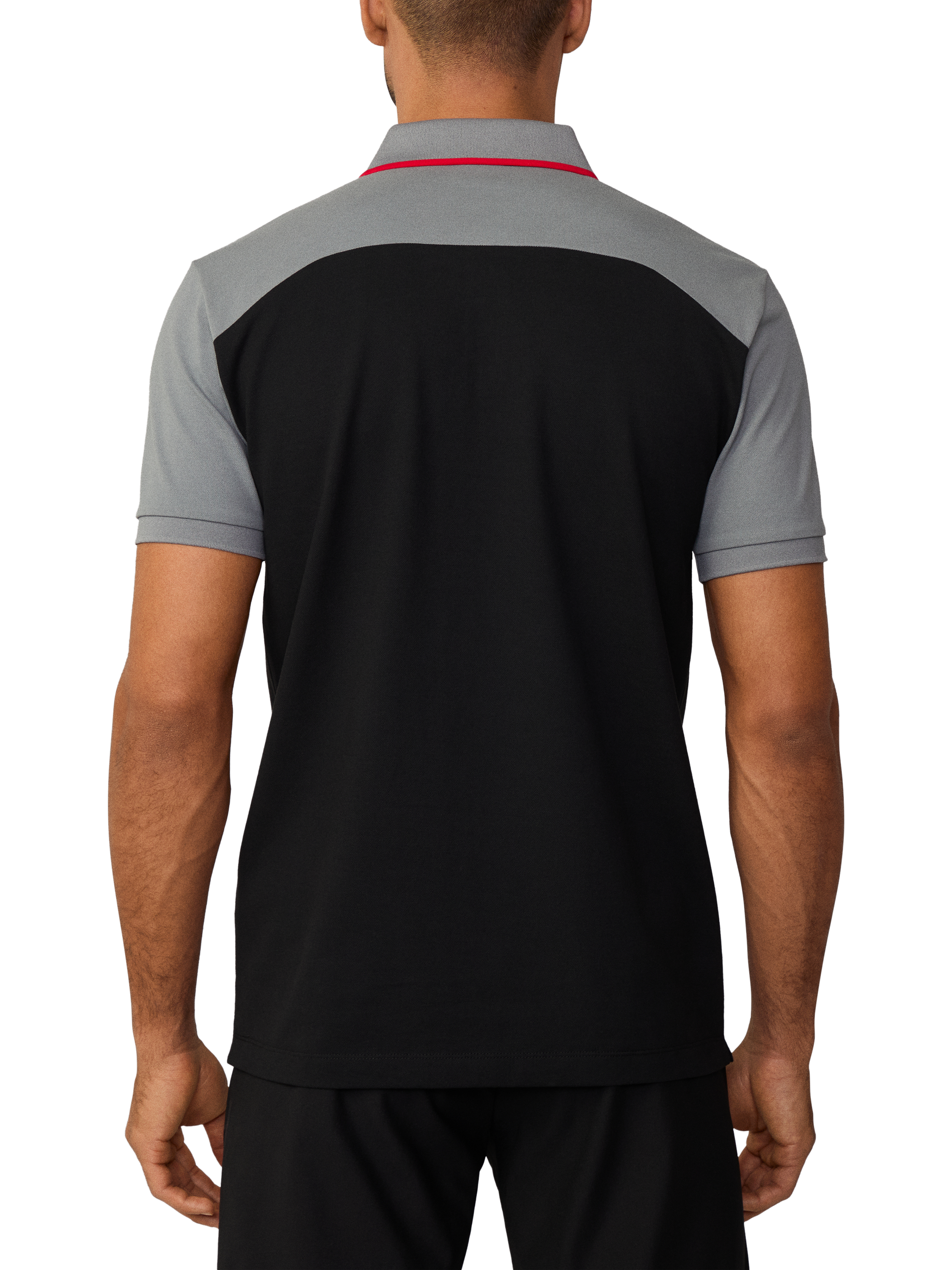 Product image 3 of 6, which shows Hackett London Cotton Blend Regular Fit Two-Toned Polo Shirt, Black, XXL