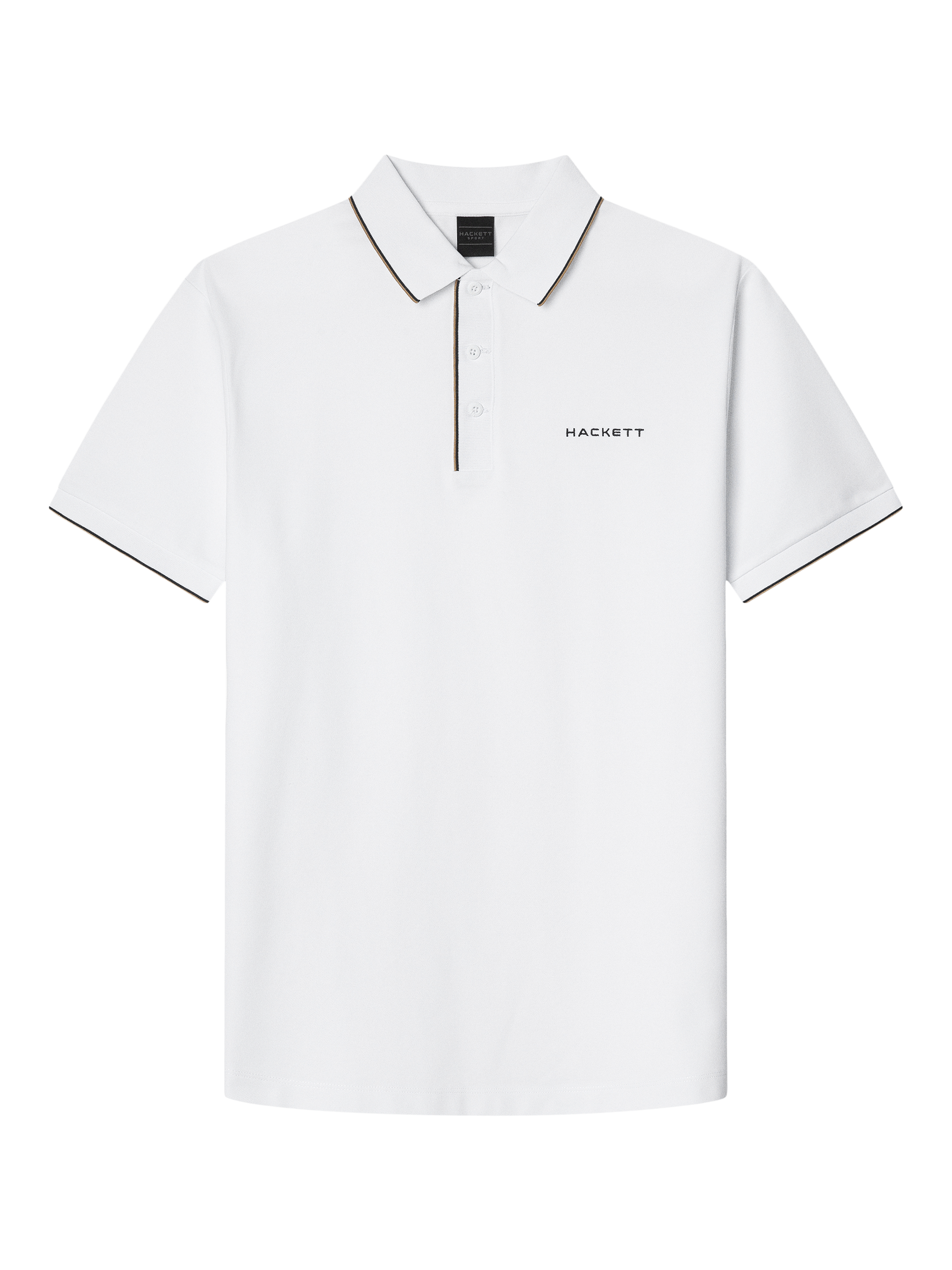 Product image 5 of 6, which shows Hackett London Sports Cotton Blend Regular Fit Short Sleeve Polo Shirt, White, XXL