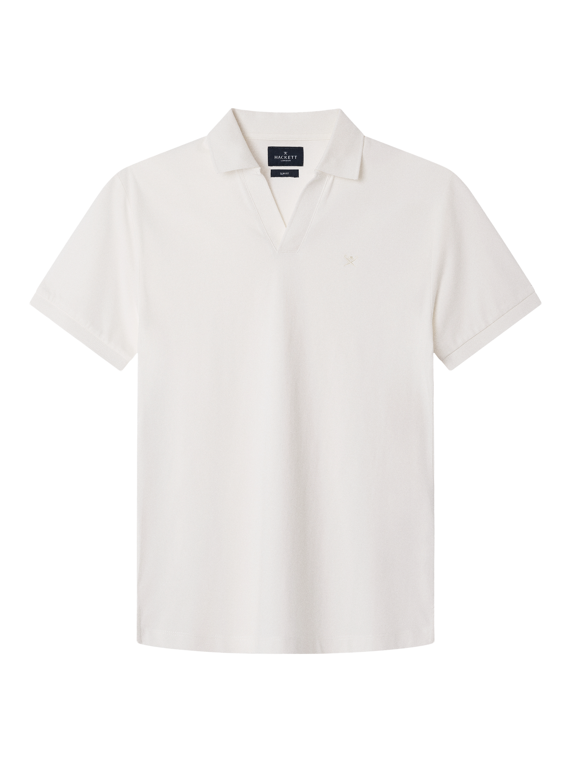 Product image 5 of 6, which shows Hackett London Cotton Regular Fit Open Johnny Collar Polo Shirt, Off White, XS