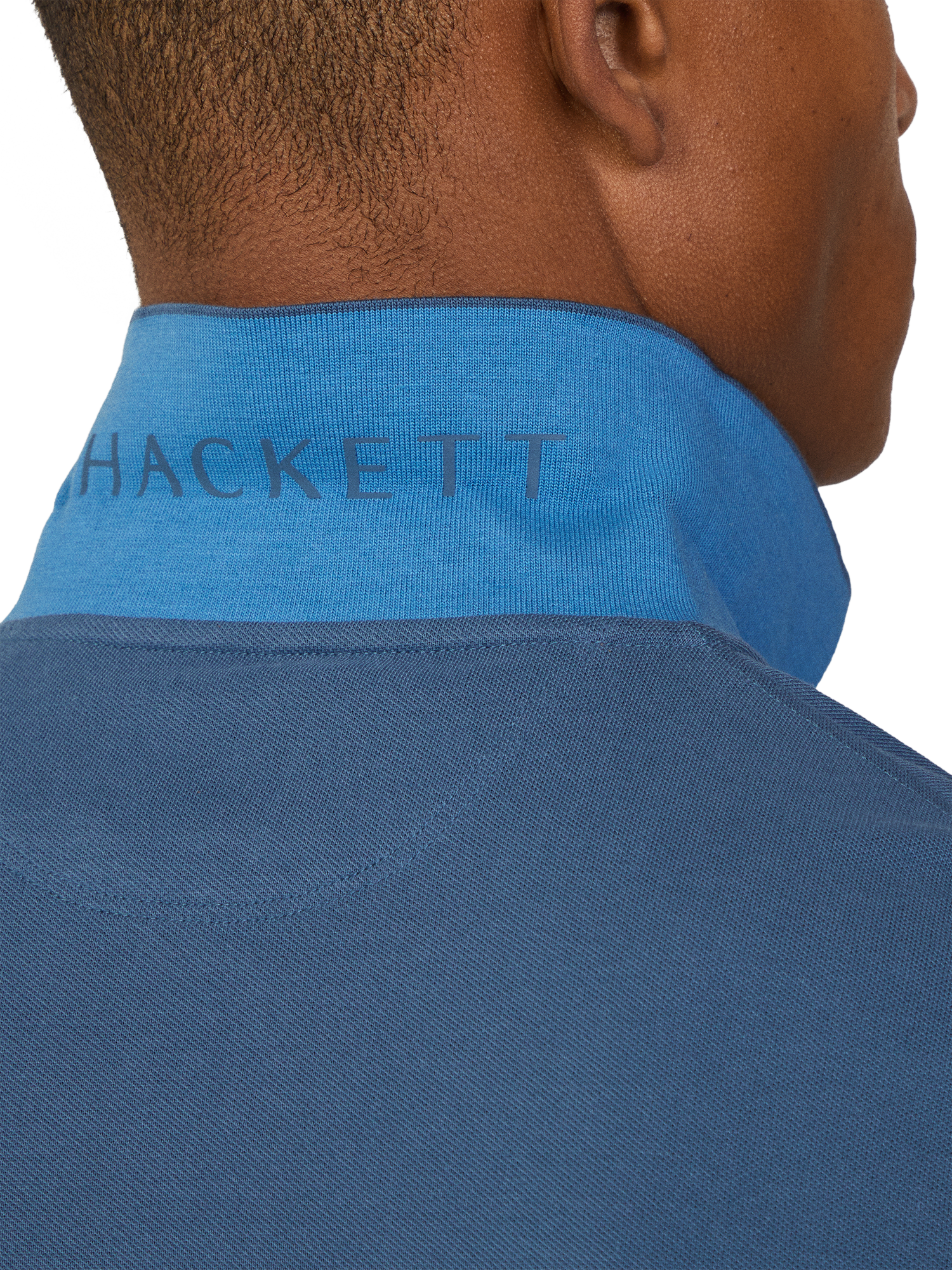 Product image 5 of 7, which shows Hackett London Cotton Slim Fit Short Sleeve Polo Shirt, Dark Denim Blue, XL