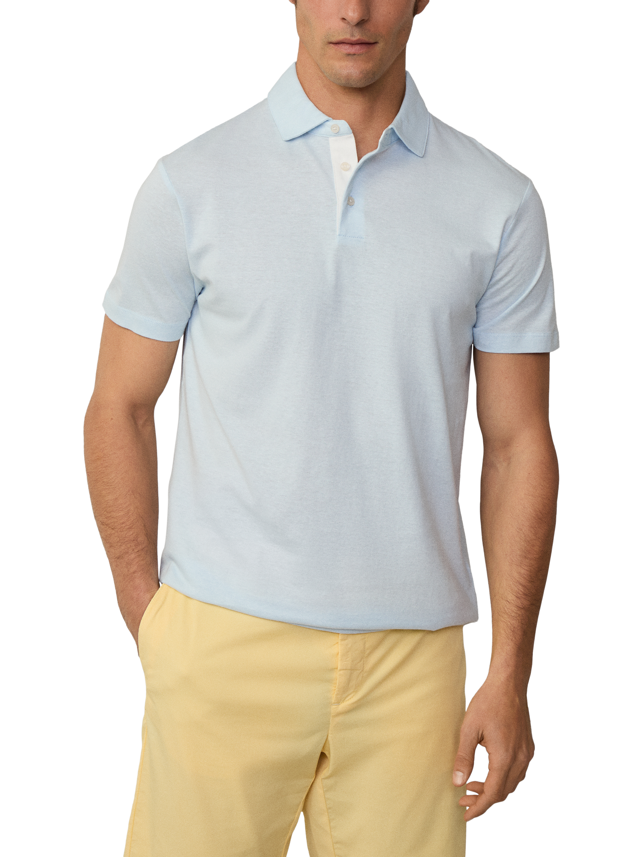 Product image 1 of 6, which shows Hackett London Cotton Regular Fit Mercerized Yarn Knit Polo Shirt, Ice Blue, XXL