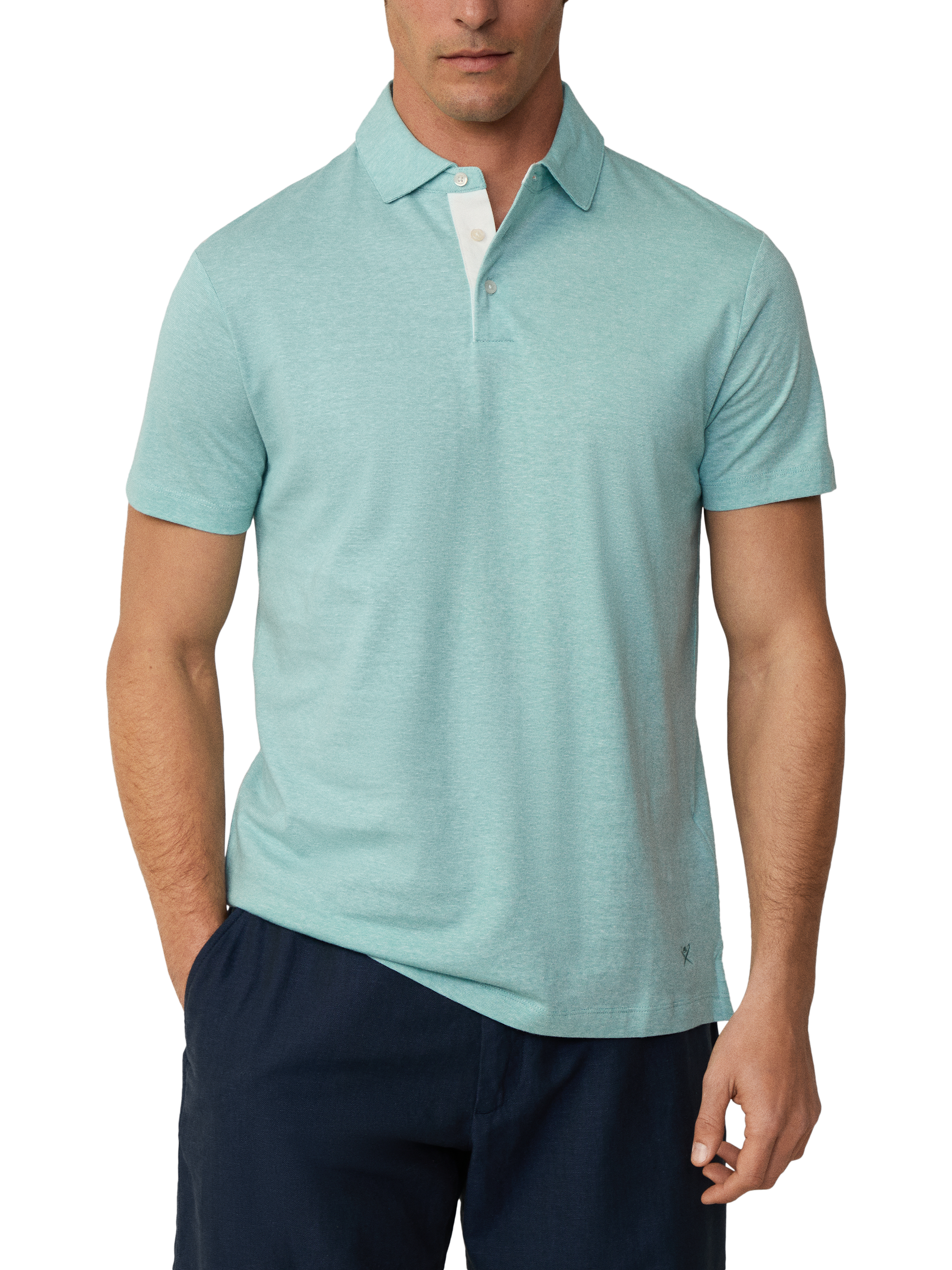Product image 1 of 6, which shows Hackett London Cotton Regular Fit Mercerized Yarn Knit Polo Shirt, Spearmint Green, XS