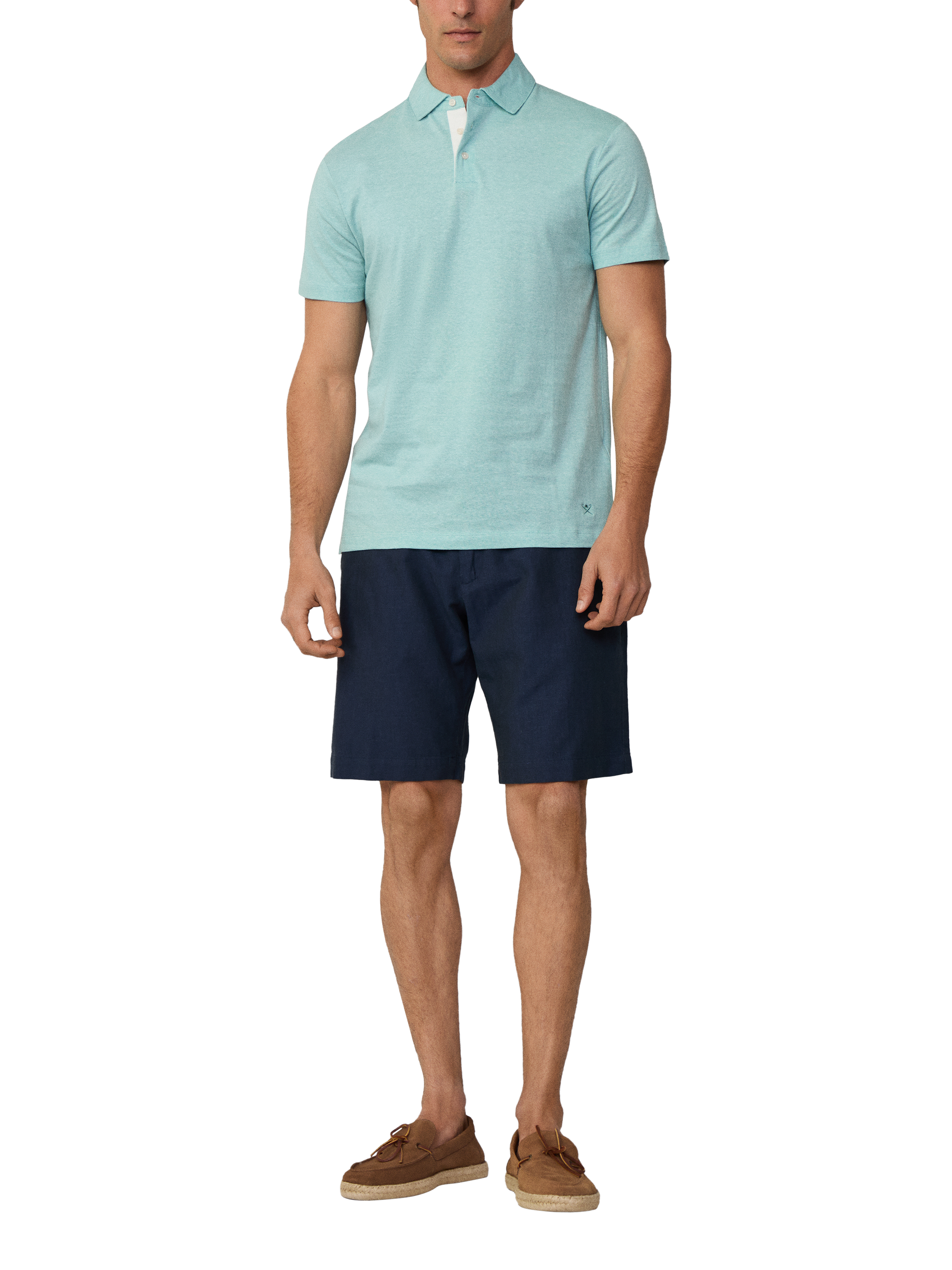 Product image 2 of 6, which shows Hackett London Cotton Regular Fit Mercerized Yarn Knit Polo Shirt, Spearmint Green, XS