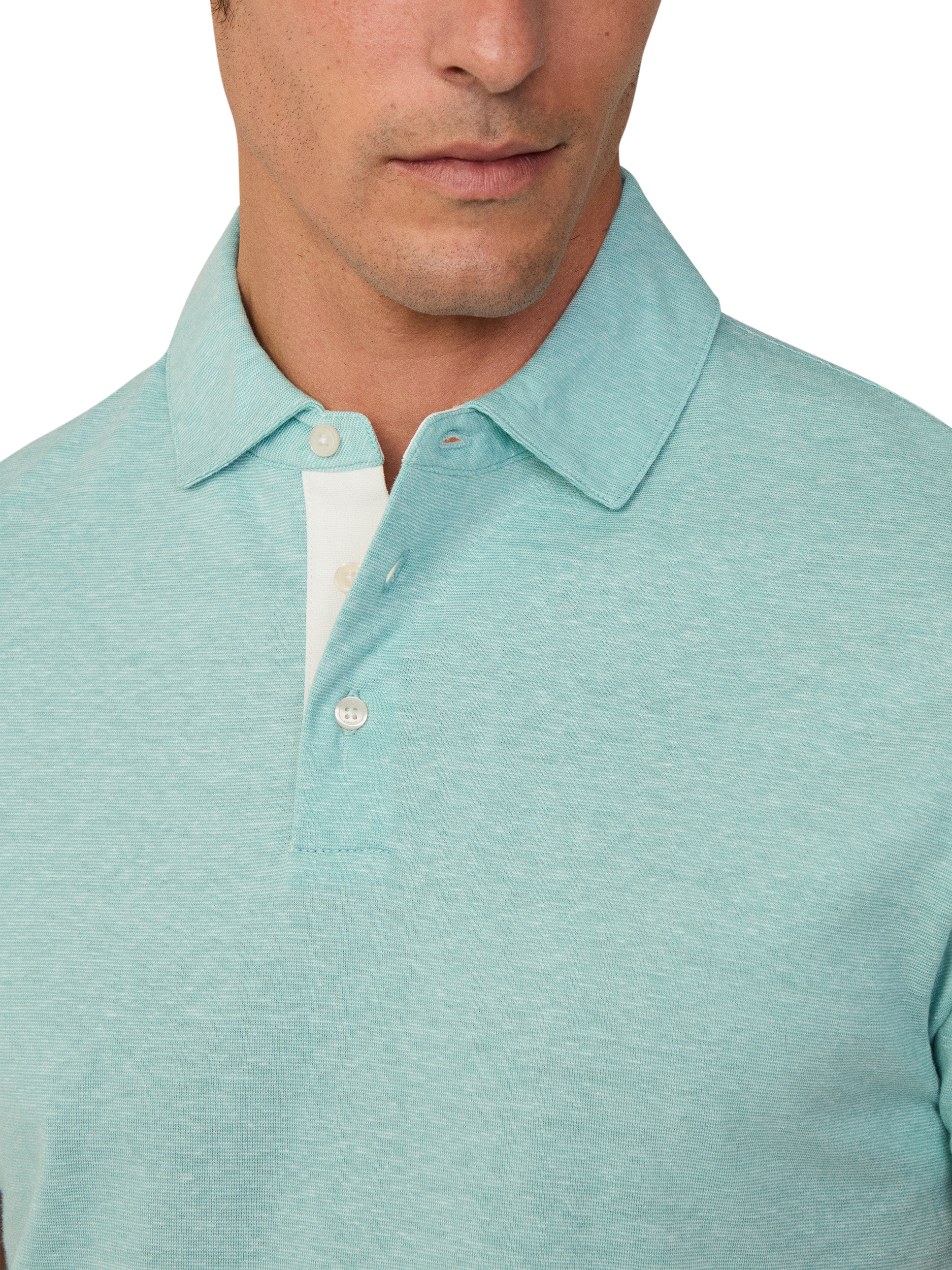 Product image 4 of 6, which shows Hackett London Cotton Regular Fit Mercerized Yarn Knit Polo Shirt, Spearmint Green, XS