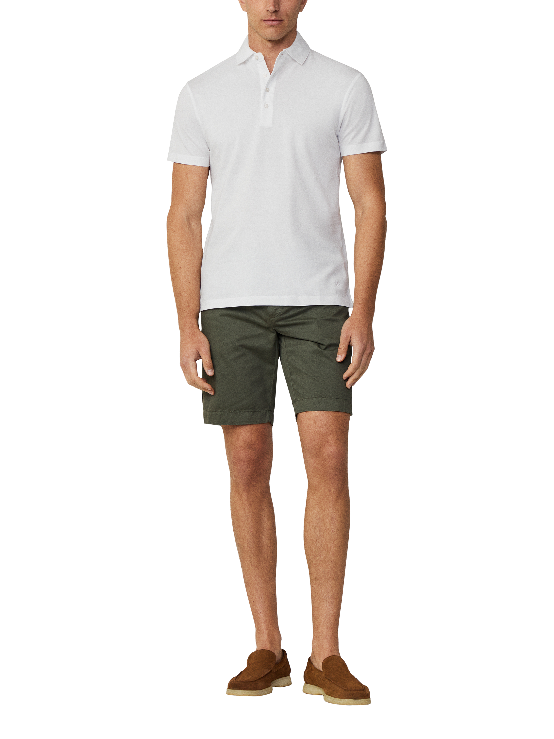 Product image 3 of 6, which shows Hackett London Cotton Regular Fit Mercerized Yarn Knit Polo Shirt, Optic White, XS