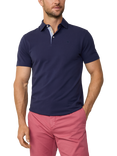 Hackett London Cotton Regular Fit Short Sleeve Polo Shirt, Ink Blue