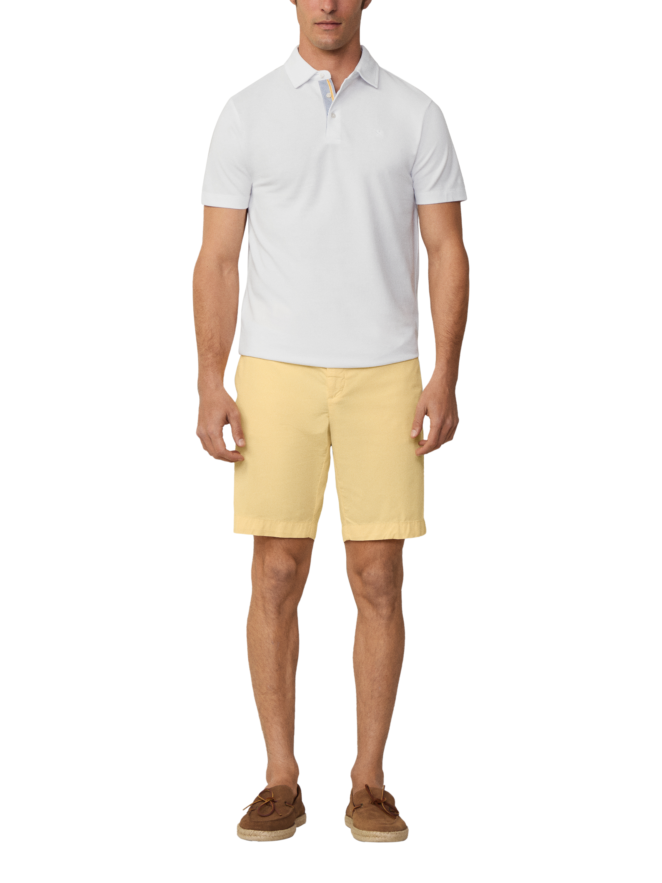 Product image 2 of 6, which shows Hackett London Cotton Regular Fit Selvedge Stripe Pique Polo Shirt, Optic White, XXL