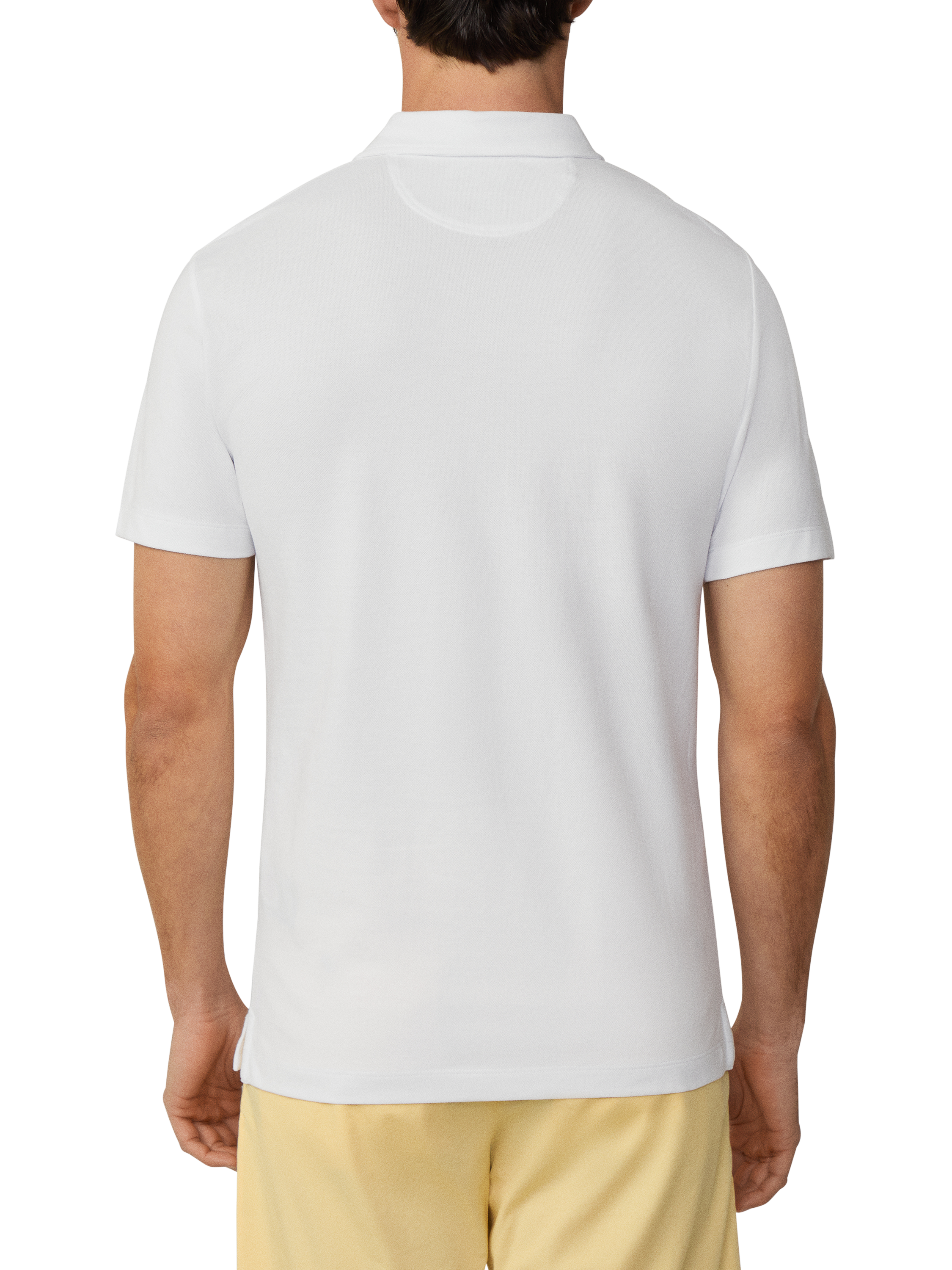 Product image 3 of 6, which shows Hackett London Cotton Regular Fit Selvedge Stripe Pique Polo Shirt, Optic White, XXL