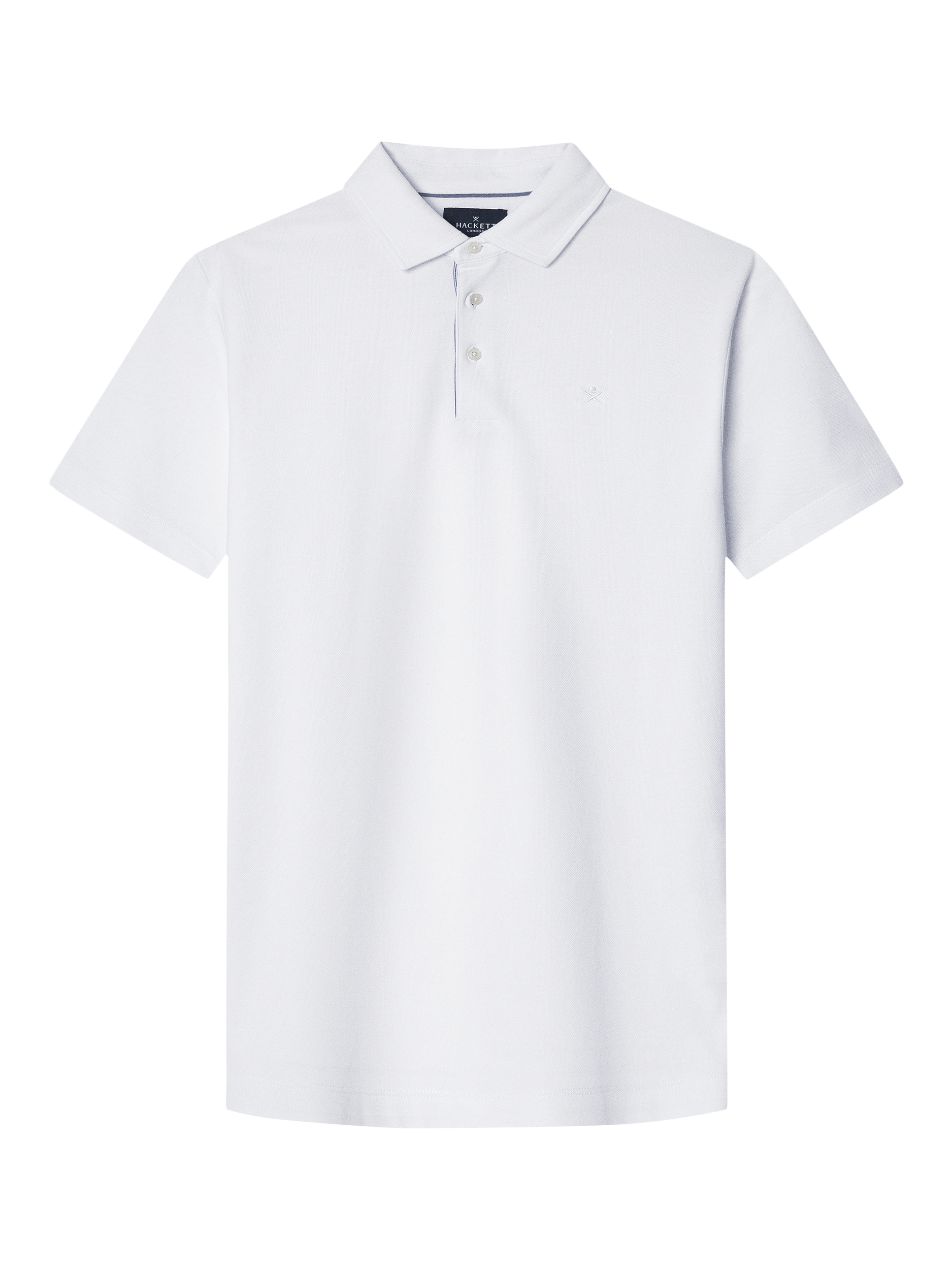 Product image 5 of 6, which shows Hackett London Cotton Regular Fit Selvedge Stripe Pique Polo Shirt, Optic White, XXL